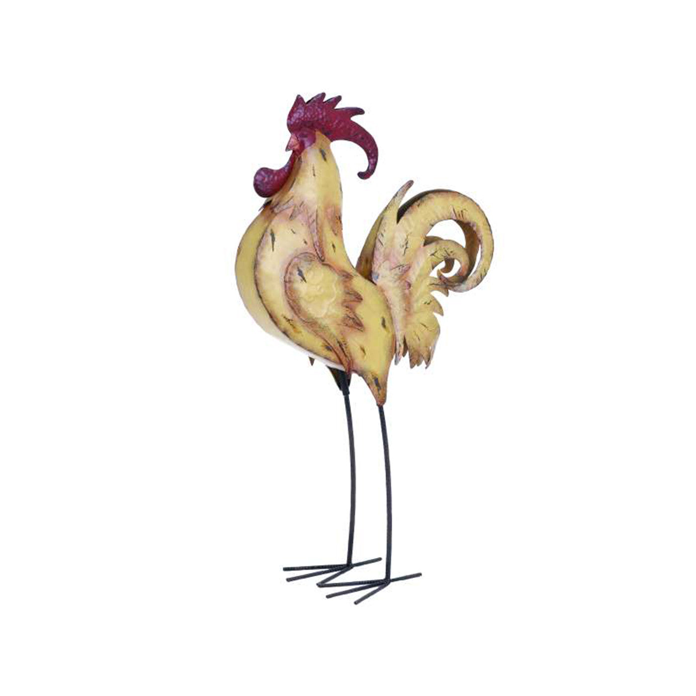 Cream and Red Metal Rooster 16"W x 28"H