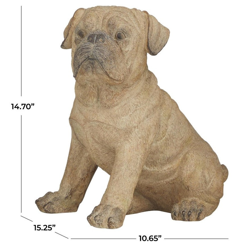 Pug Dog Indoor/Outdoor Statue 11"W x 15"H