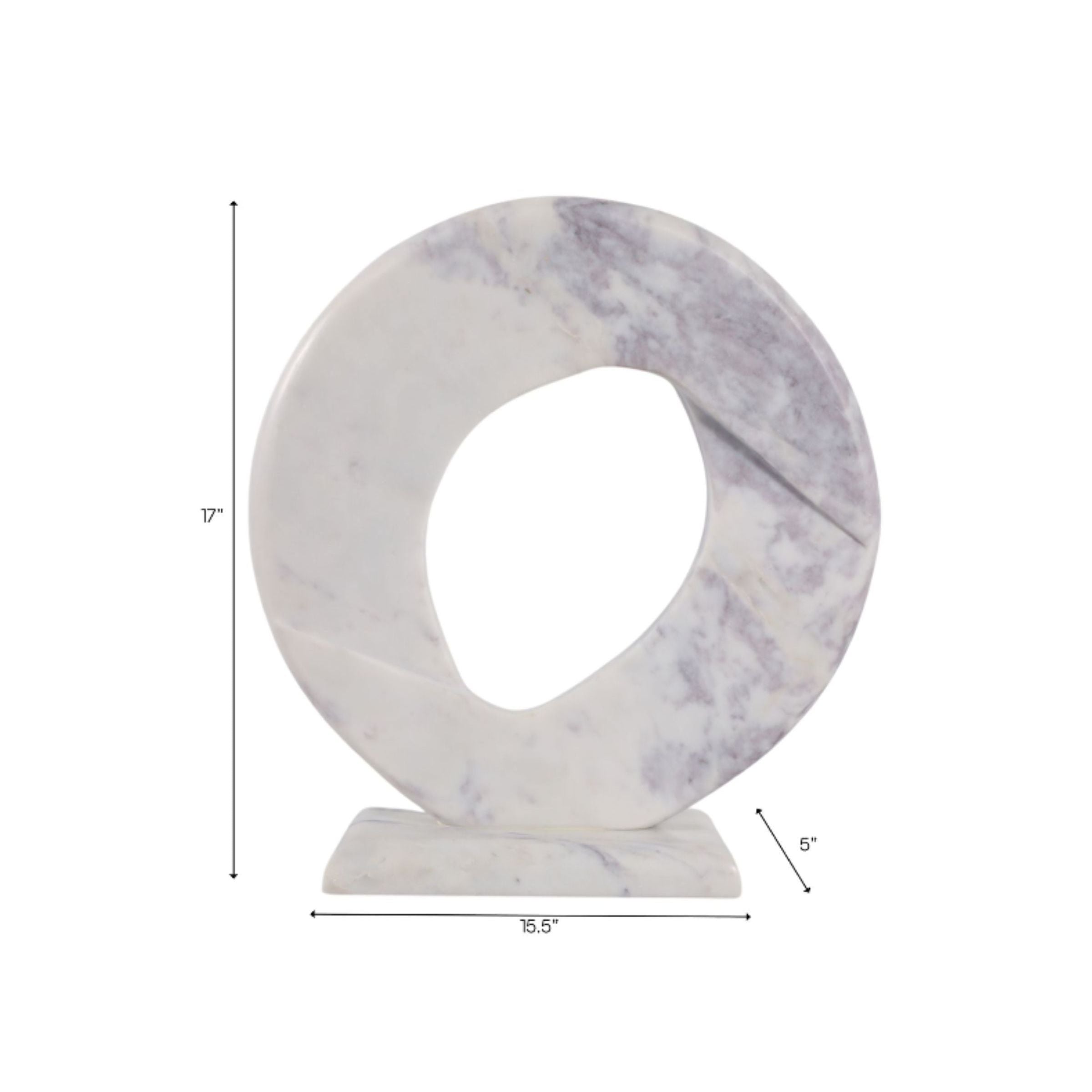 Round Carved Marble Sculpture 15.5"W x 17"H