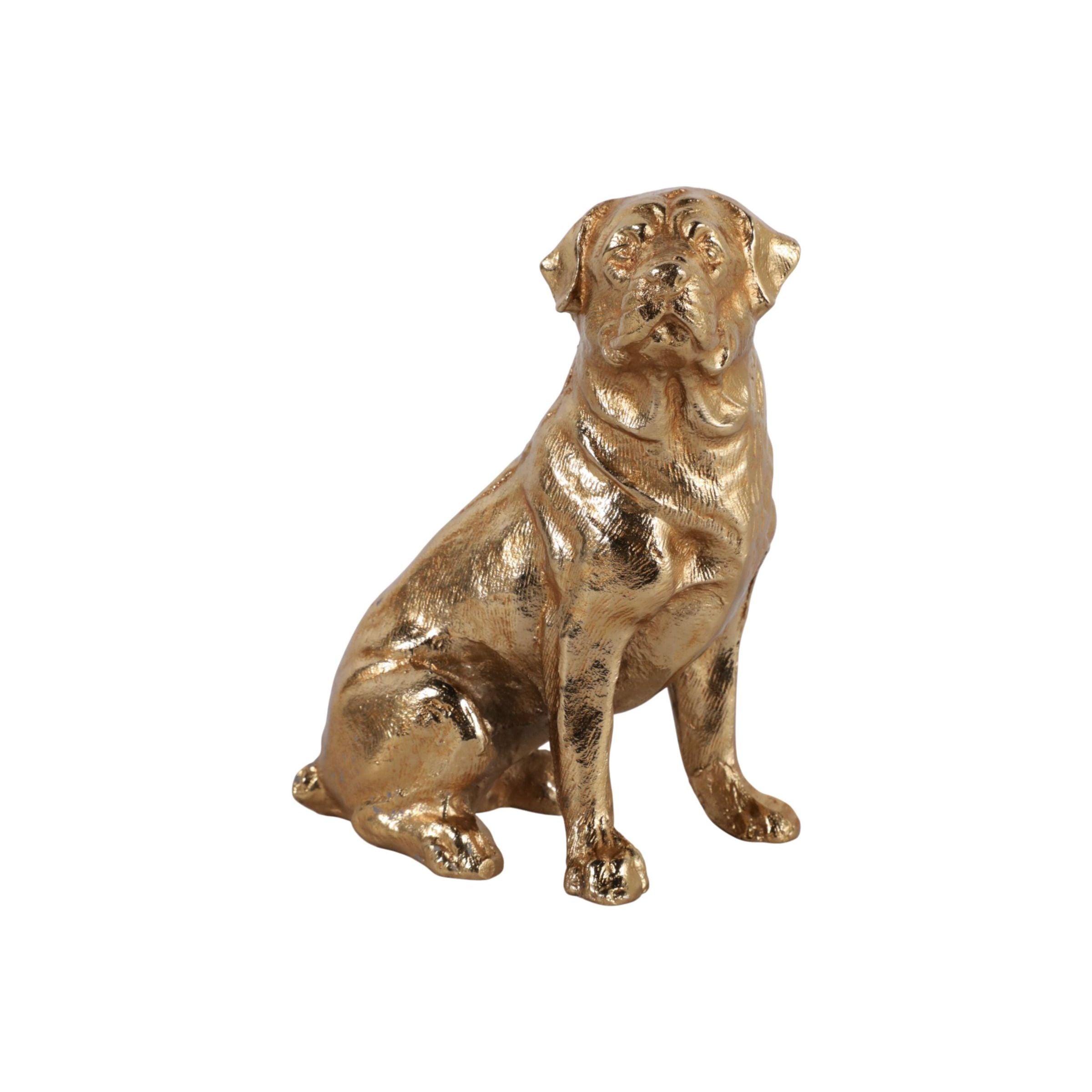 Gold Metal Dog Sculpture 6"W x 7"H