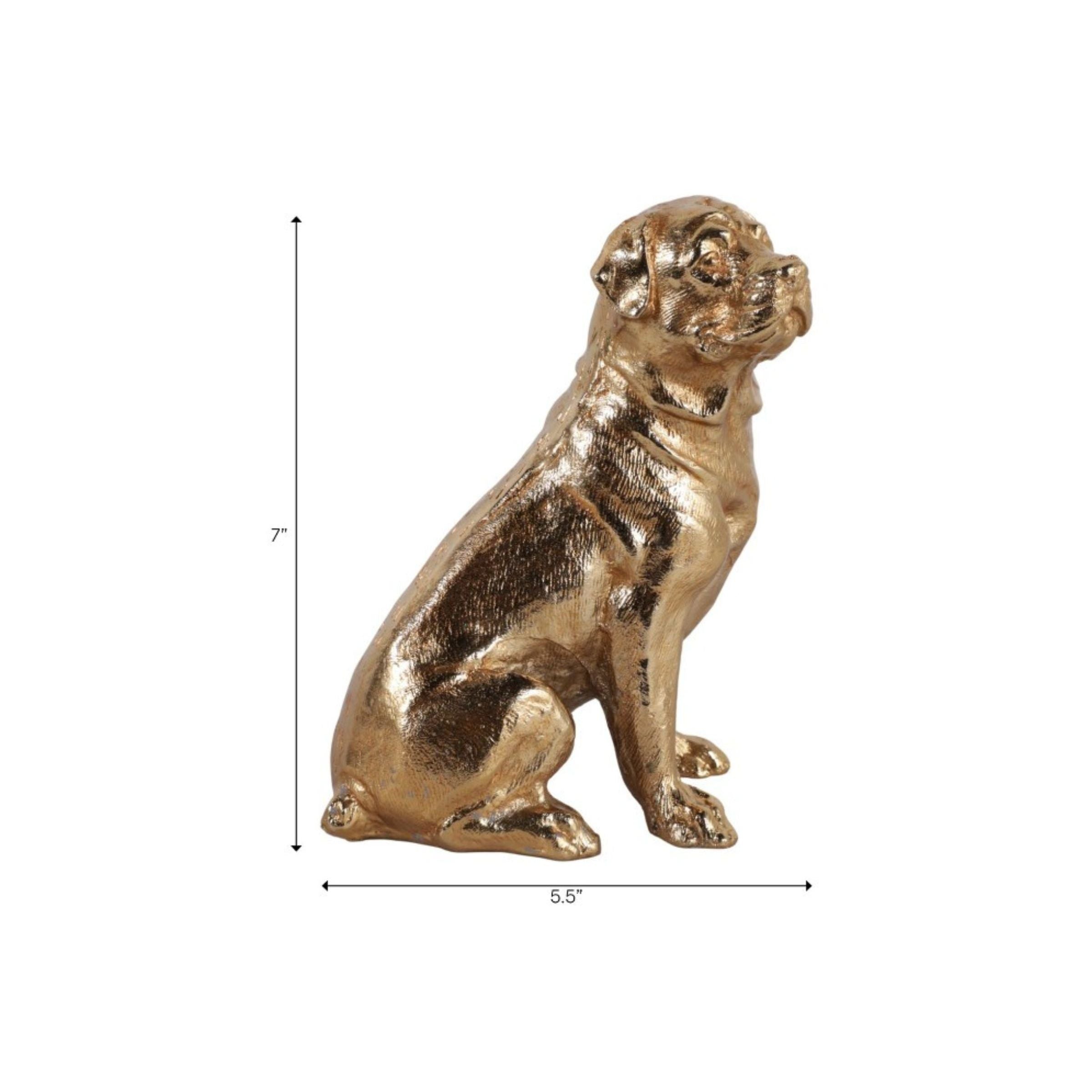 Gold Metal Dog Sculpture 6"W x 7"H