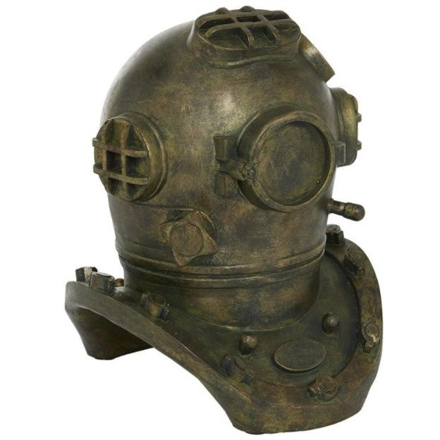 Bronze Finish Diver Helmet Sculpture 9"W x 10"H