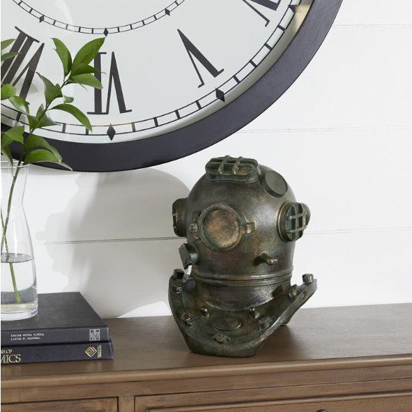 Bronze Finish Diver Helmet Sculpture 9"W x 10"H