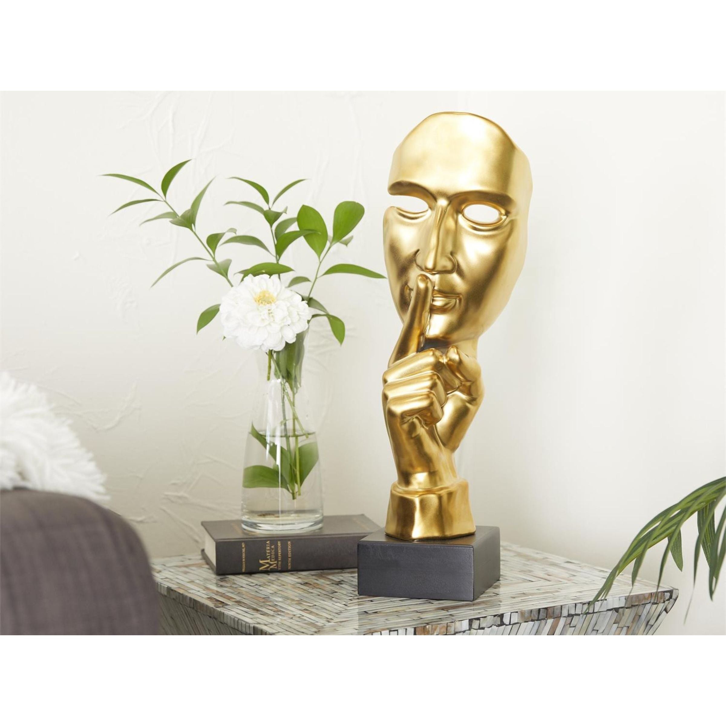 Small Gold Face Sculpture 6"W x 17"H