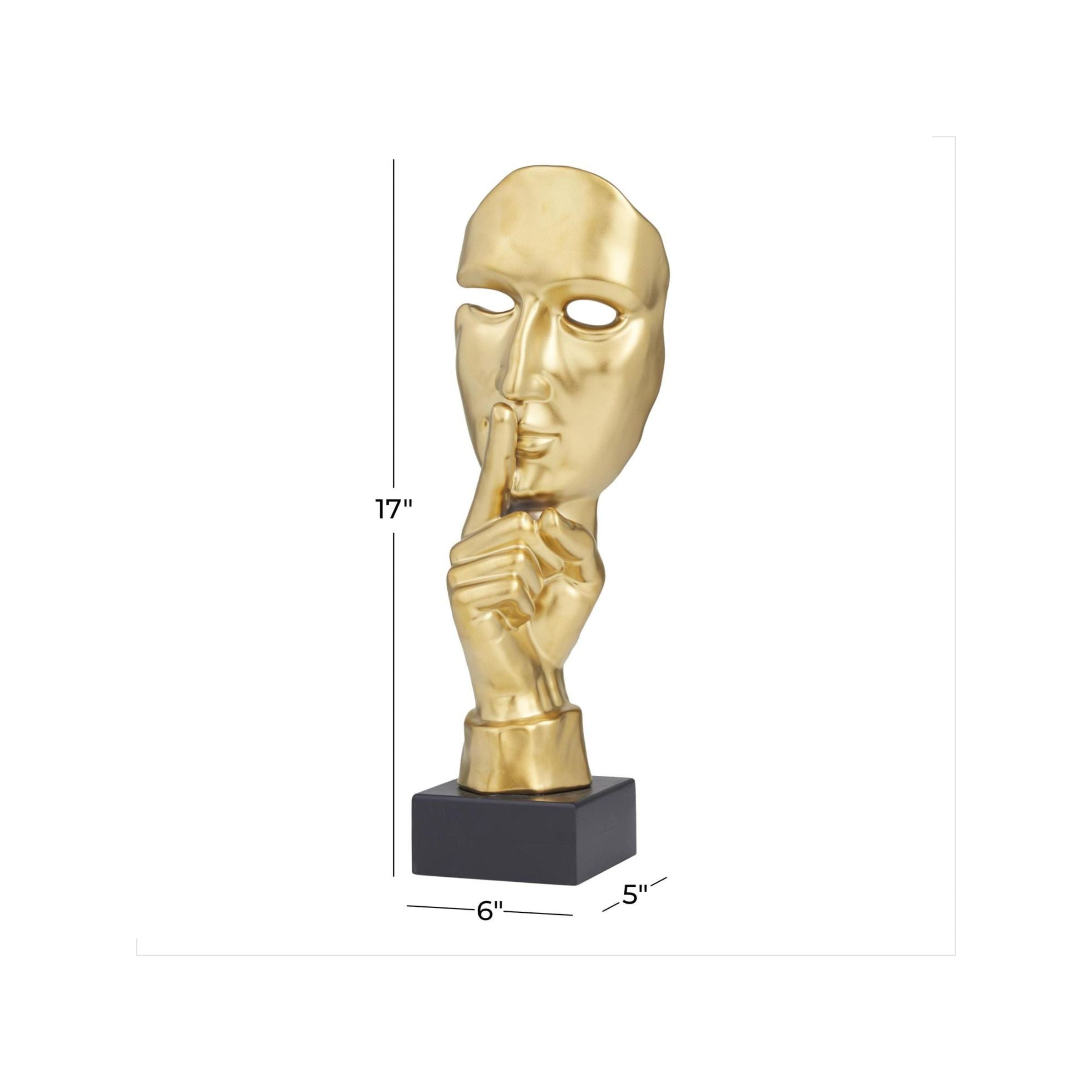 Small Gold Face Sculpture 6"W x 17"H
