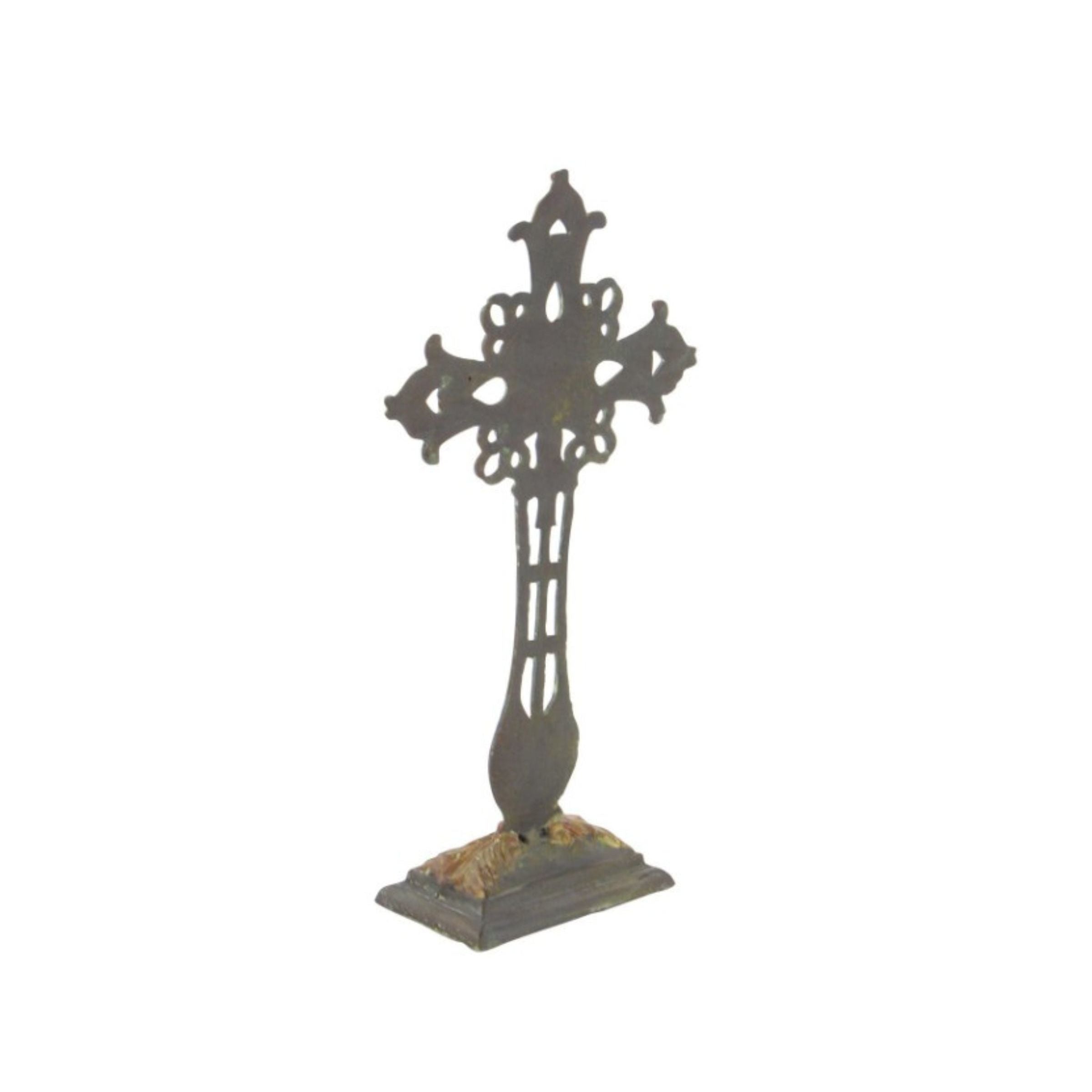 Copper Metal Cross Sculpture 12"W x 21"H