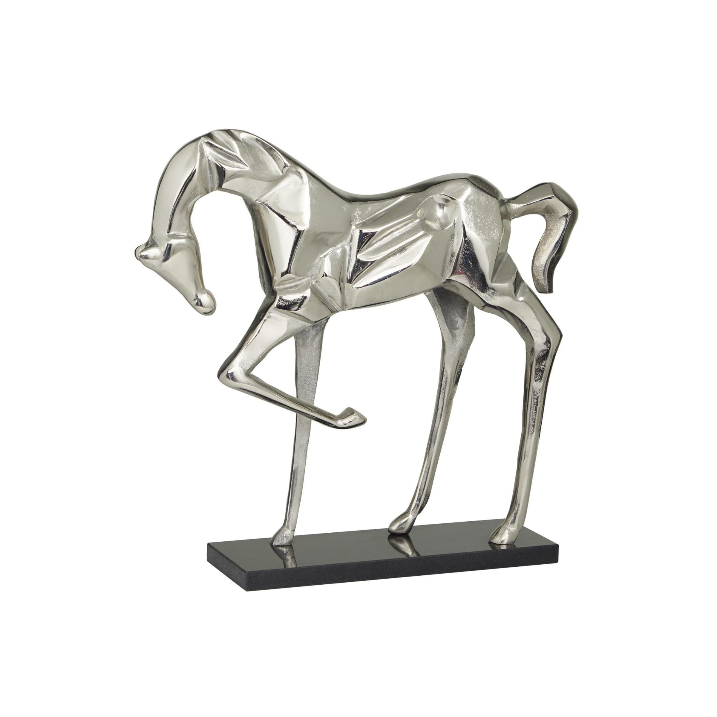 Sliver Aluminum Horse Sculpture 19"W x 18"H
