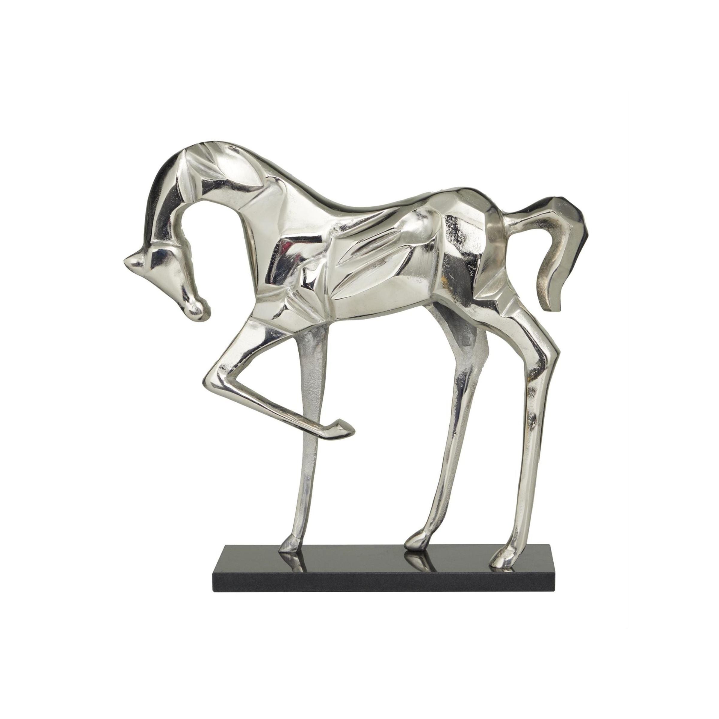 Sliver Aluminum Horse Sculpture 19"W x 18"H