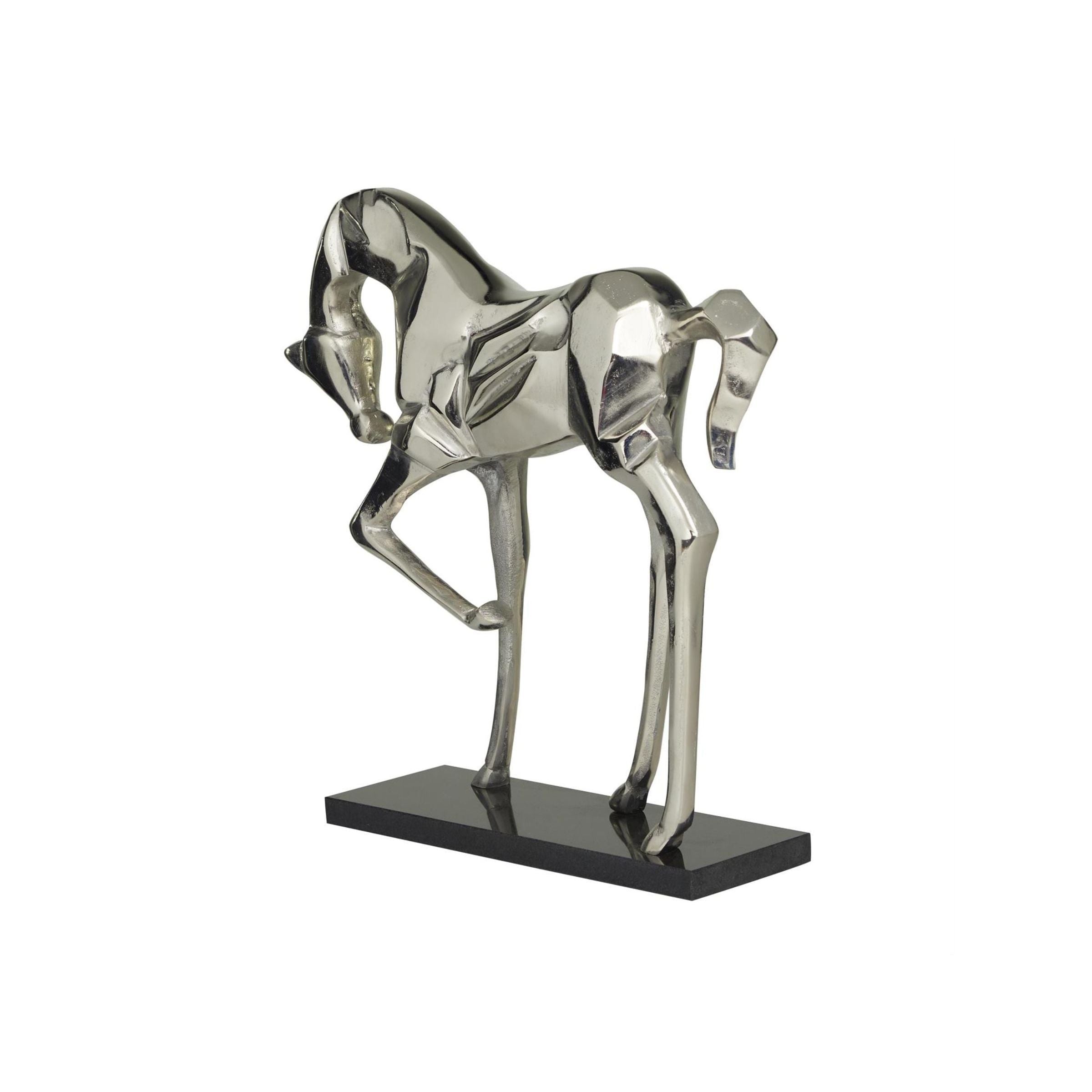 Sliver Aluminum Horse Sculpture 19"W x 18"H