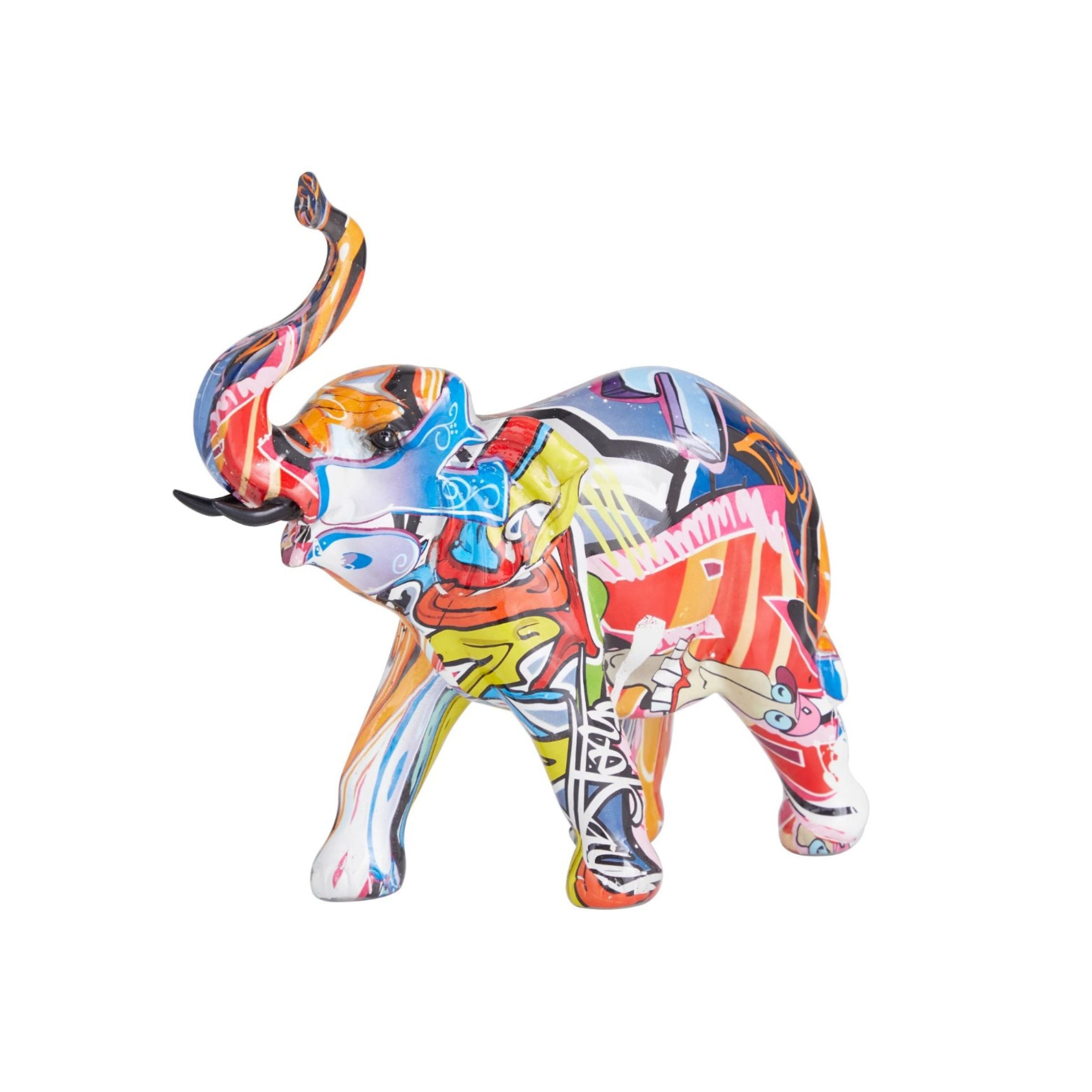 Multi Color Elephant Sculpture 13"W x 8"H