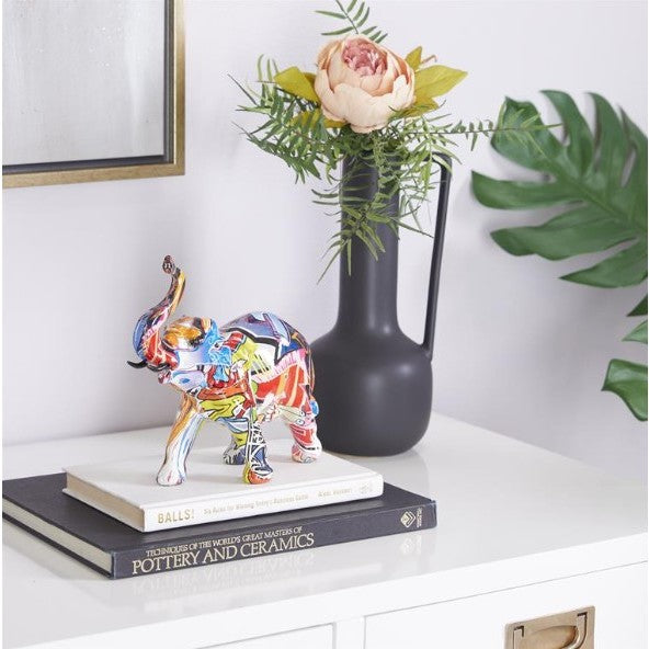 Multi Color Elephant Sculpture 13"W x 8"H