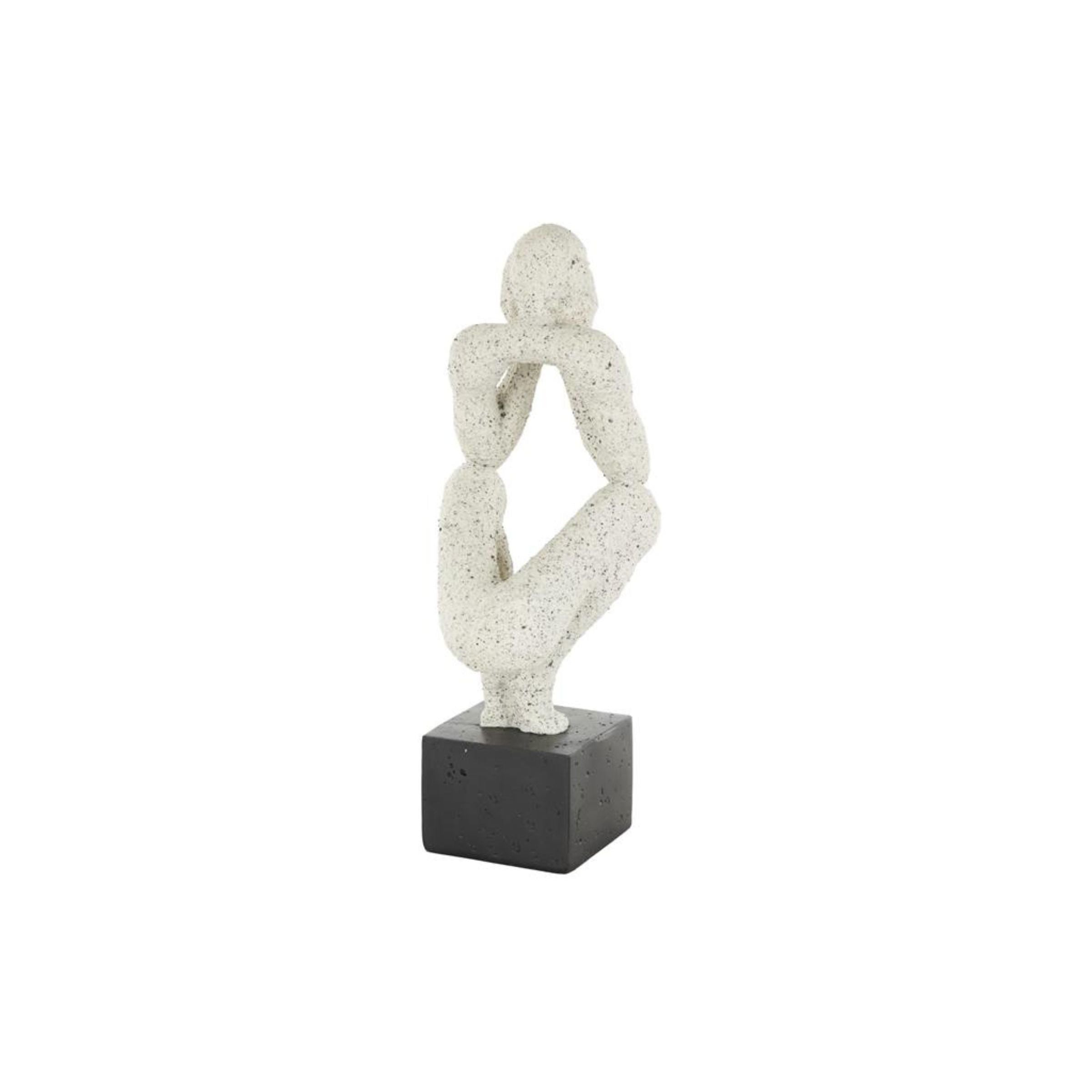 Cream Thinker Figure On Base 6"W x 16"H