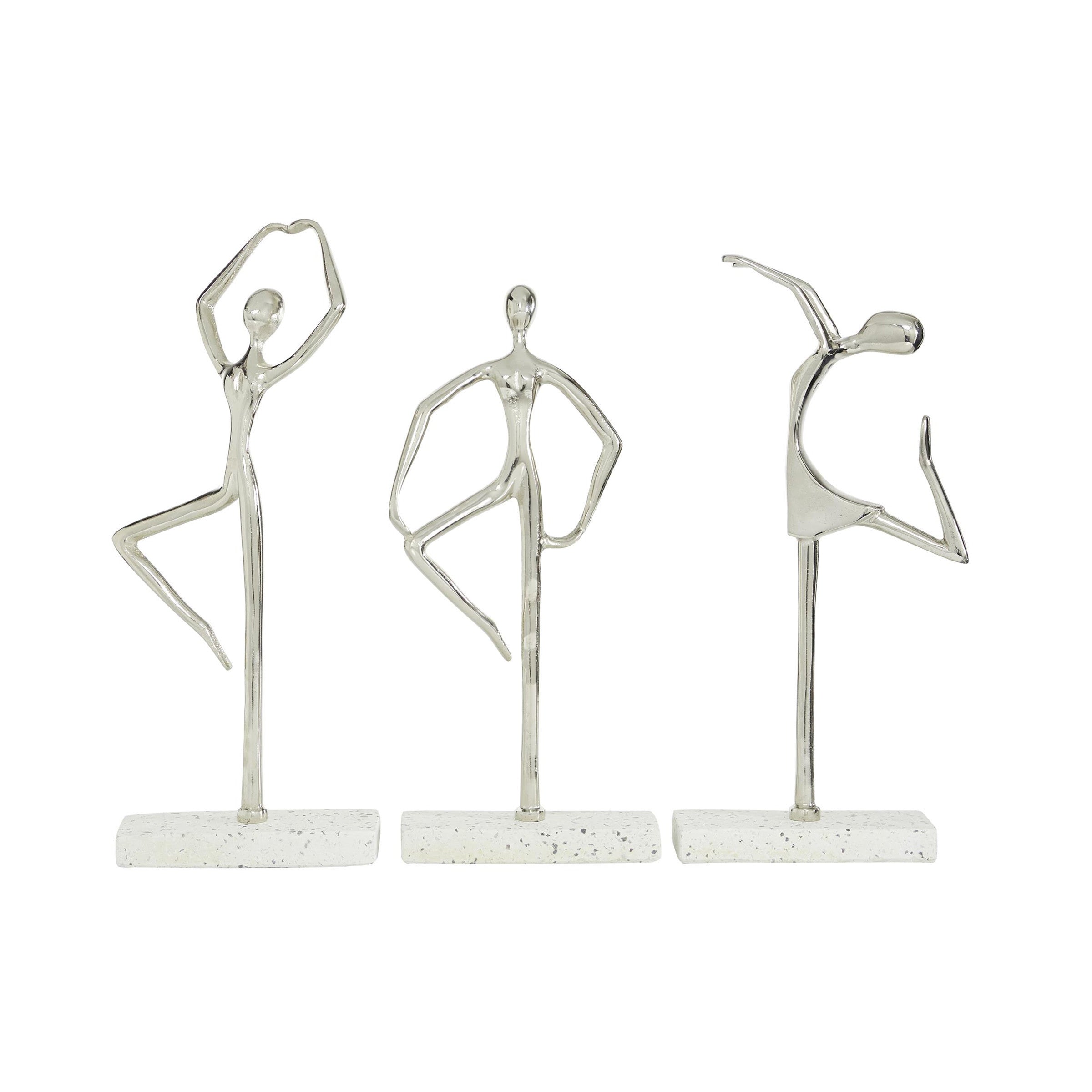 Set of 3 Aluminum Terrazzo Dancer Figures 16/17/17.5"H