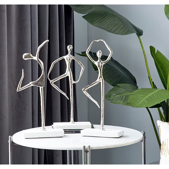 Set of 3 Aluminum Terrazzo Dancer Figures 16/17/17.5"H