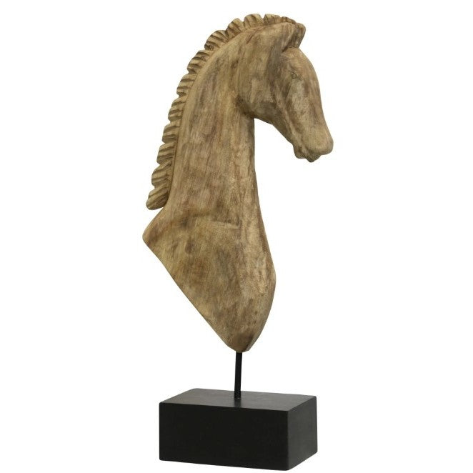 Mango Wood Horse Bust Figure 9"W x 20"H