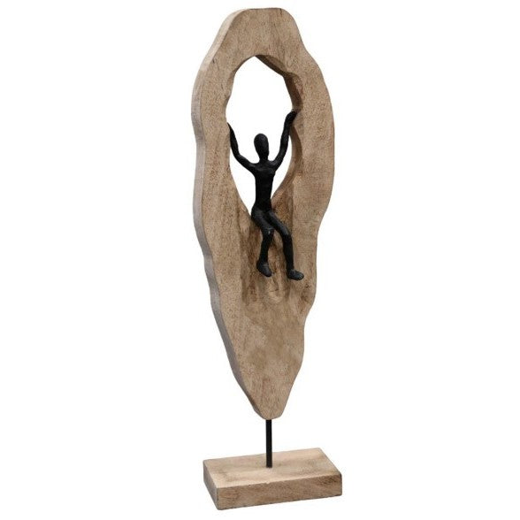 Man Sitting in Natural Wood Decor 7"W x 25"H