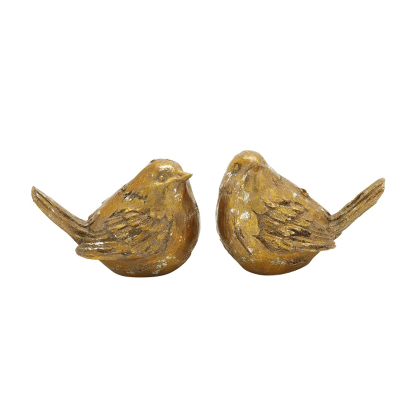 Set of 2 Gold Bird Statues 8"W x 6"H