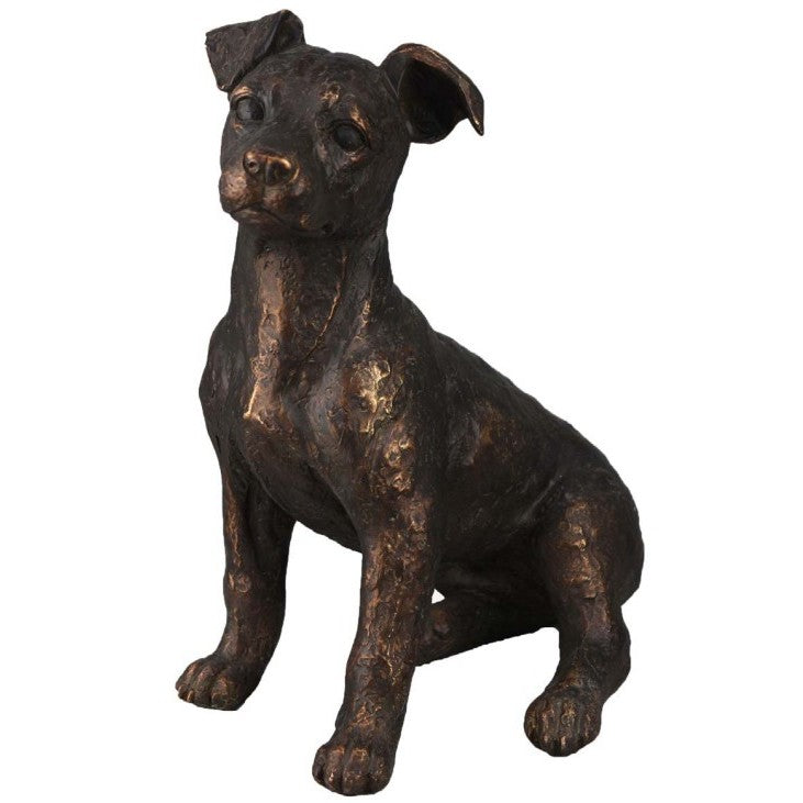 Bronze Finish Sitting Dog Sculpture 11.5"W x 13"H