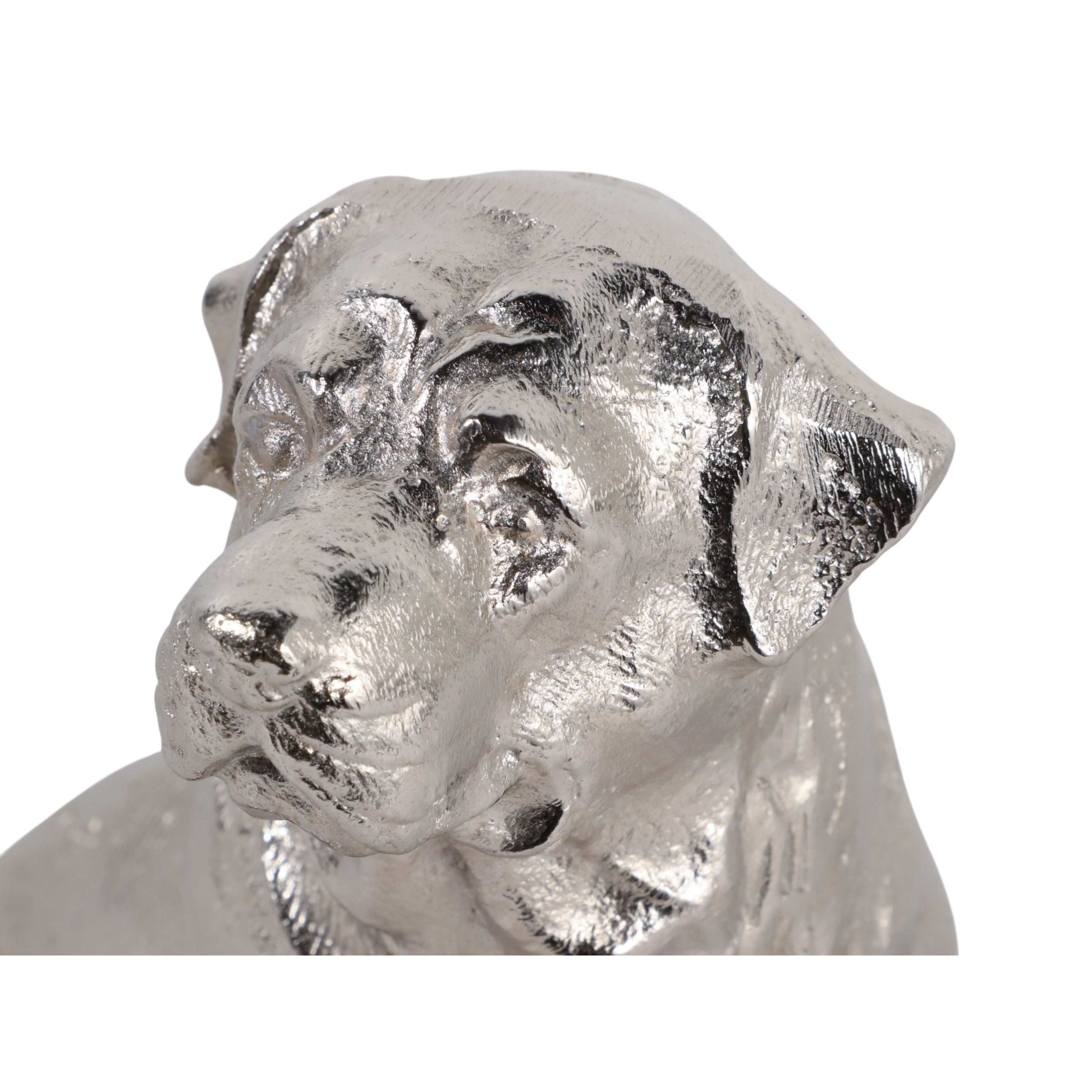 Silver Metal Dog Sculpture 6"W x 7"H