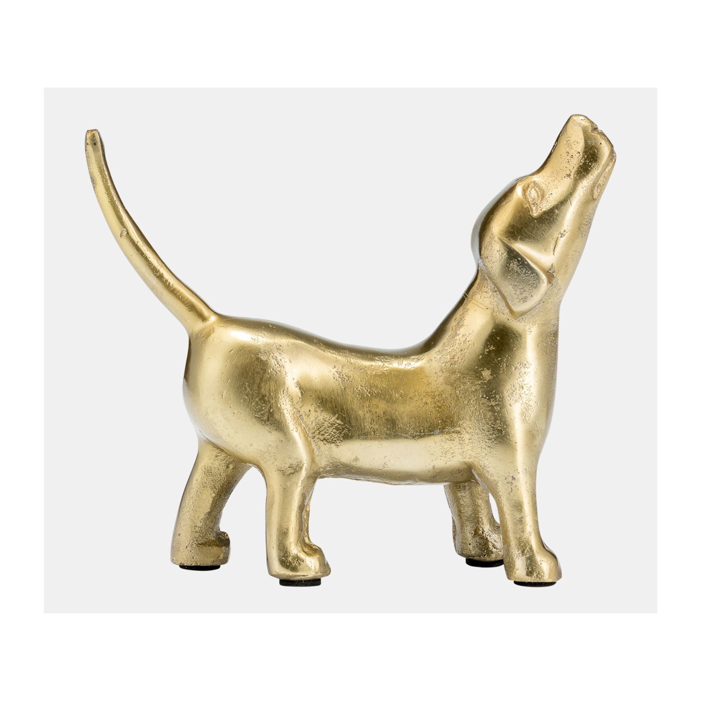 Gold Metal Dog Sculpture 8"W x 6"H