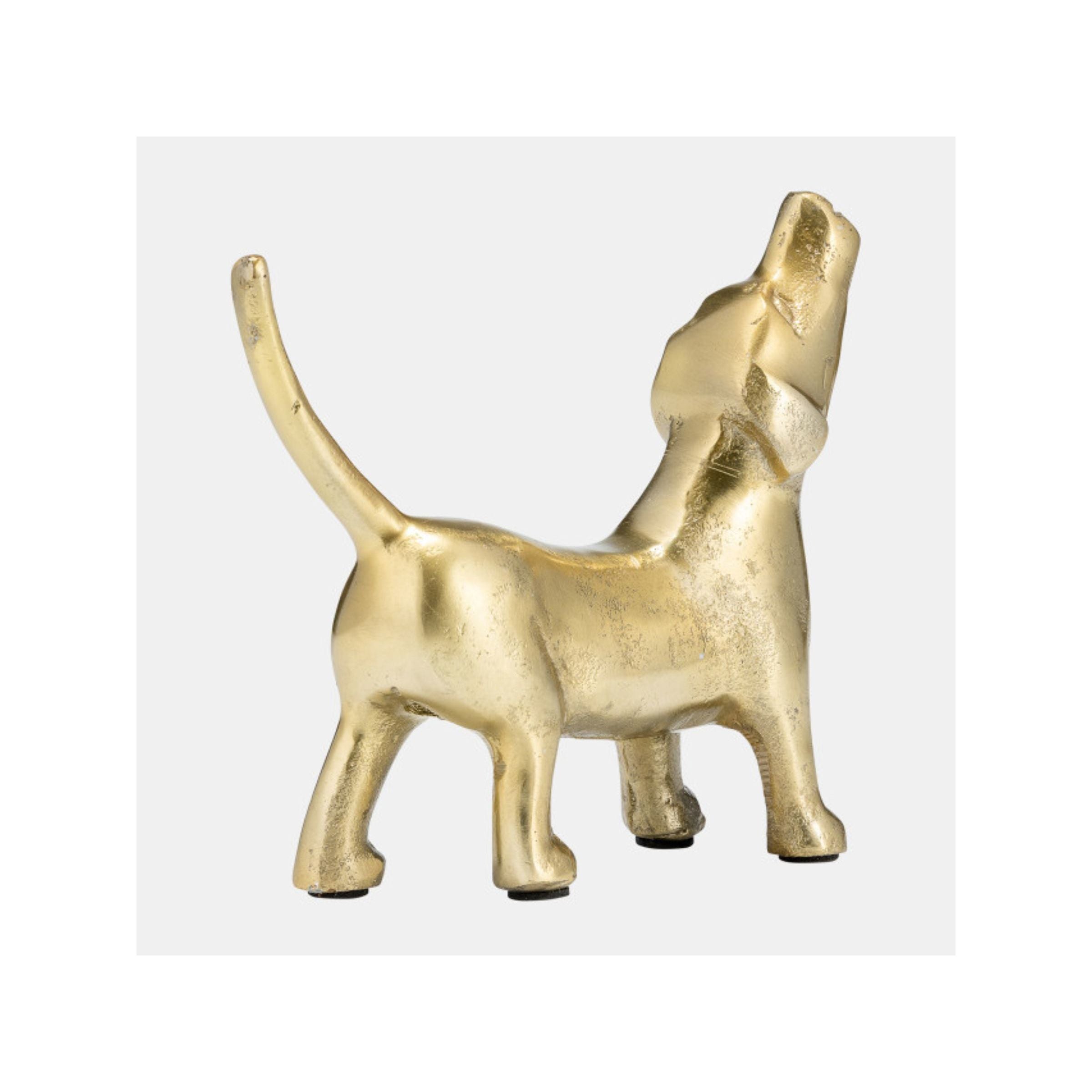 Gold Metal Dog Sculpture 8"W x 6"H