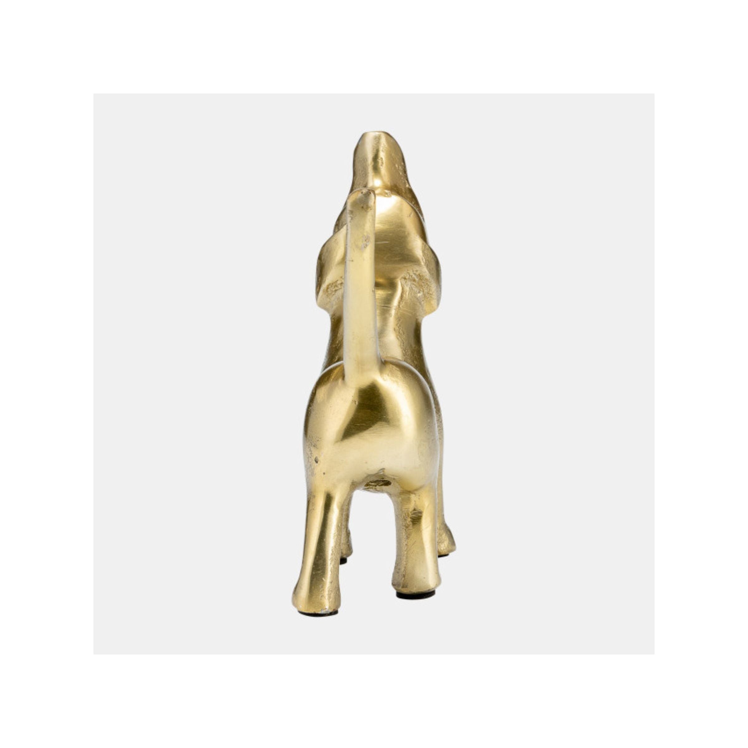 Gold Metal Dog Sculpture 8"W x 6"H