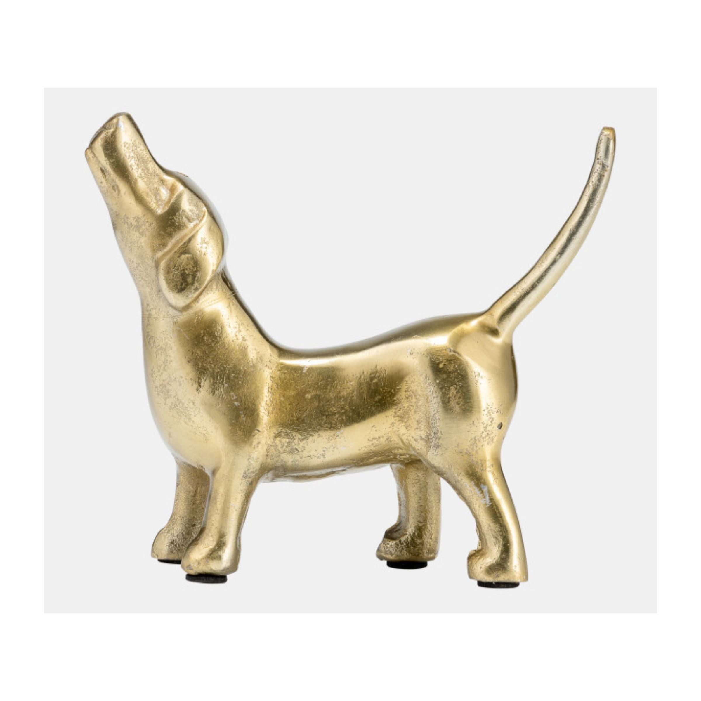 Gold Metal Dog Sculpture 8"W x 6"H