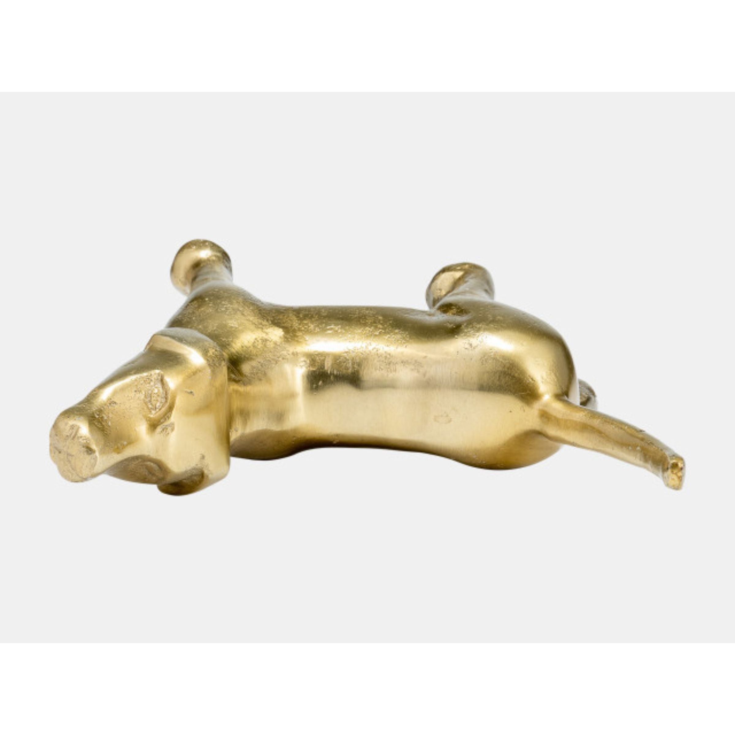 Gold Metal Dog Sculpture 8"W x 6"H