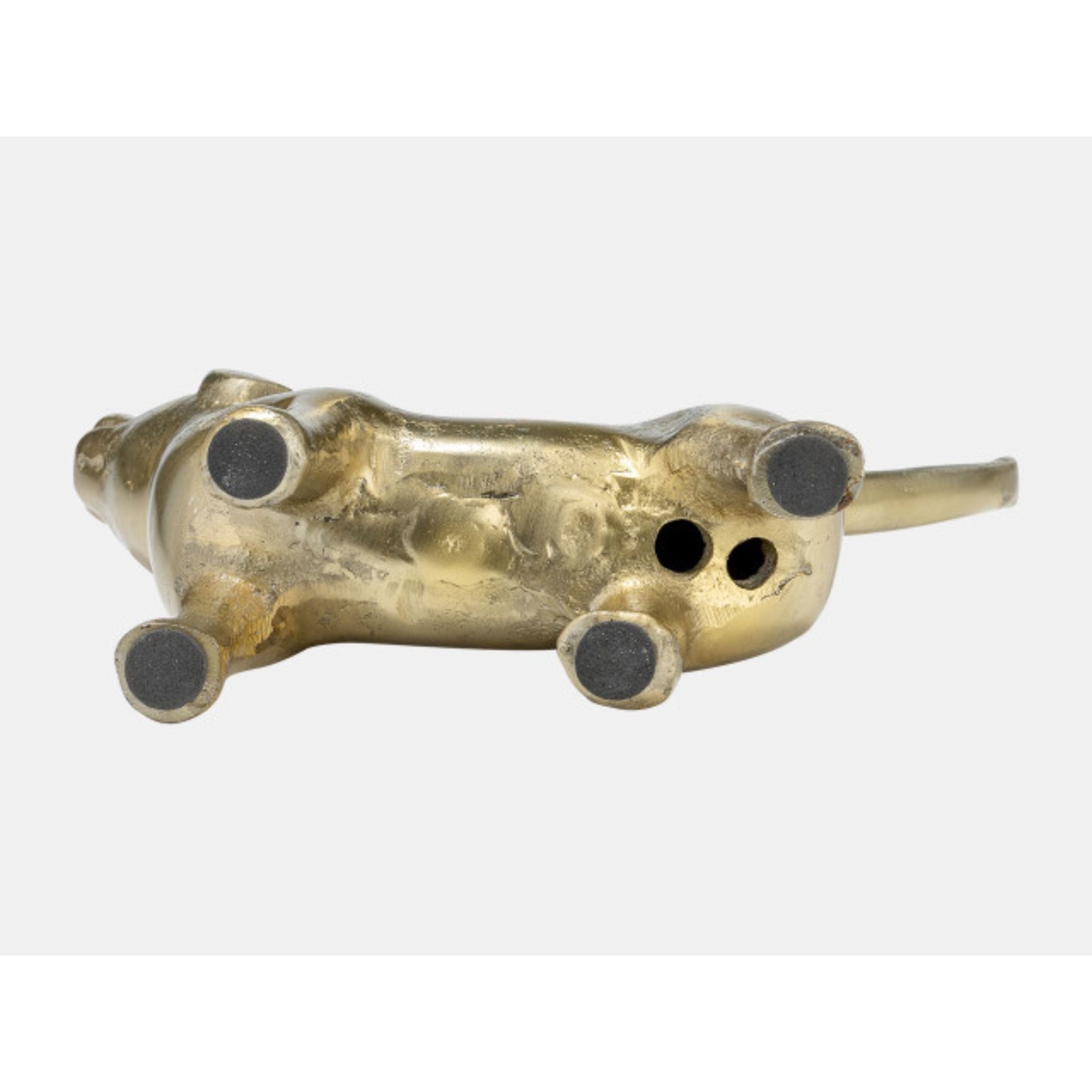 Gold Metal Dog Sculpture 8"W x 6"H