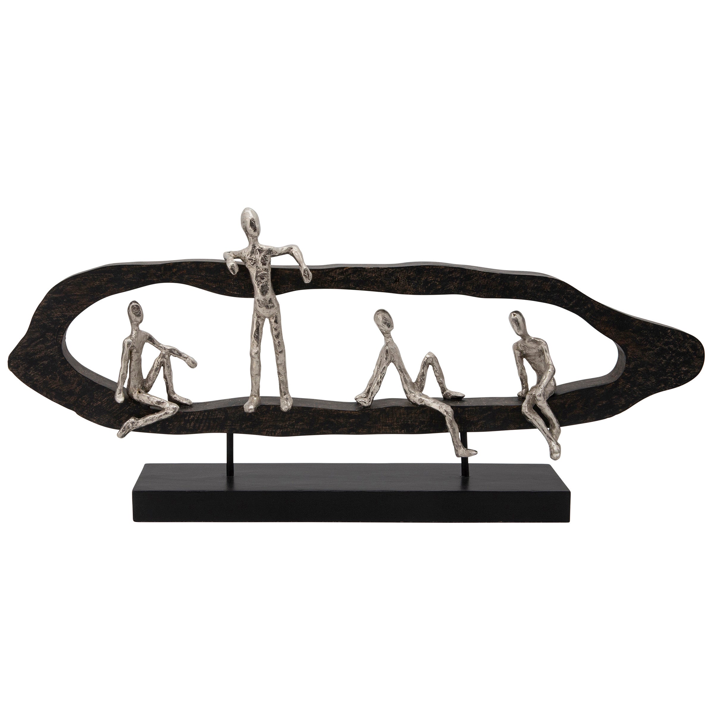 Black and Silver 4 Men Hanging Out DÃ©cor 30"W x 13"H