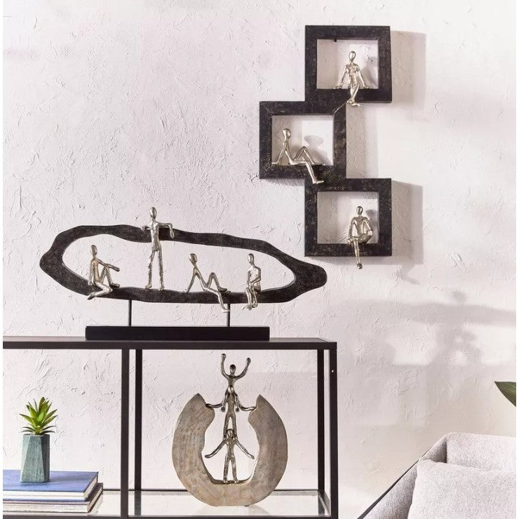 Black and Silver 4 Men Hanging Out DÃ©cor 30"W x 13"H