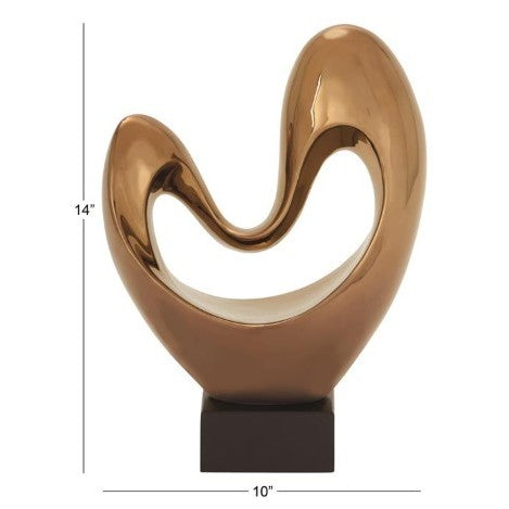 Copper Abstract Heart Sculpture 10"W x 14"H