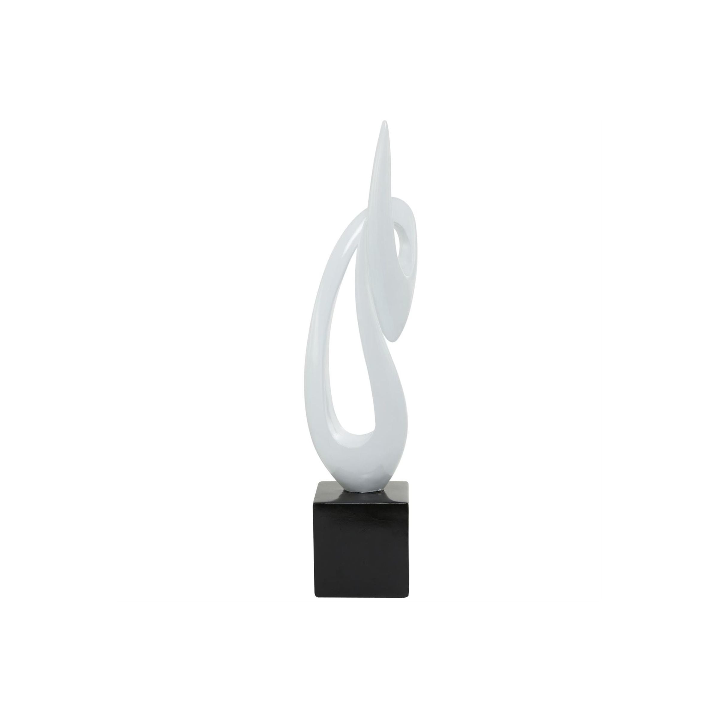 White Abstract Swirl Sculpture 8"W x 40"H