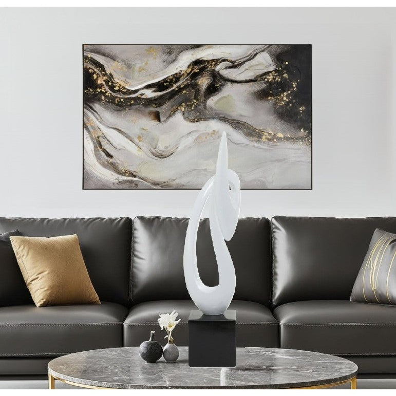 White Abstract Swirl Sculpture 8"W x 40"H