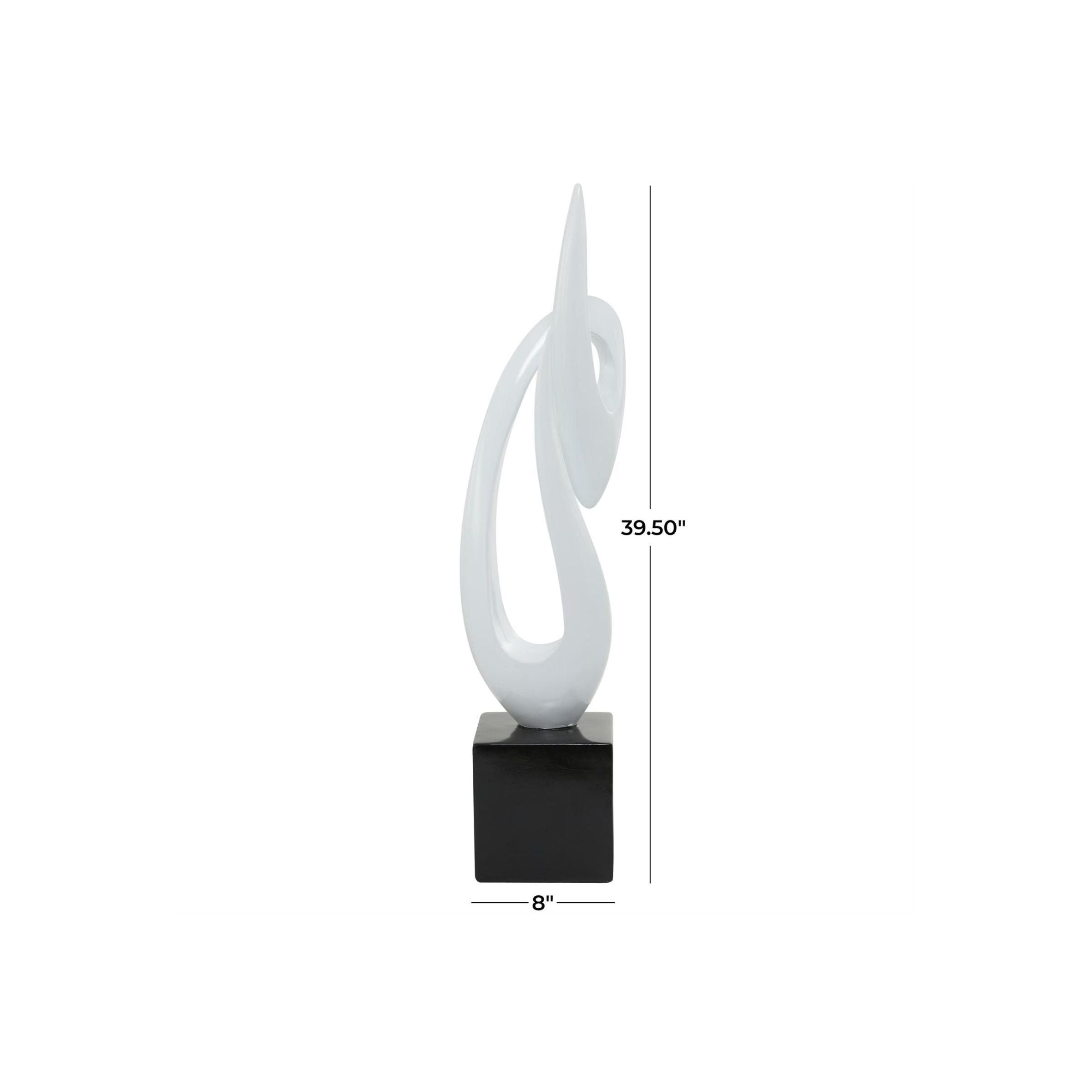 White Abstract Swirl Sculpture 8"W x 40"H