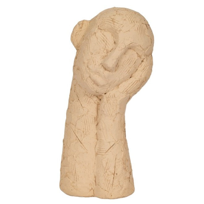 Tan Resting Head On Hand Sculpture 6"W x 11"H