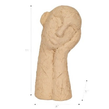 Tan Resting Head On Hand Sculpture 6"W x 11"H