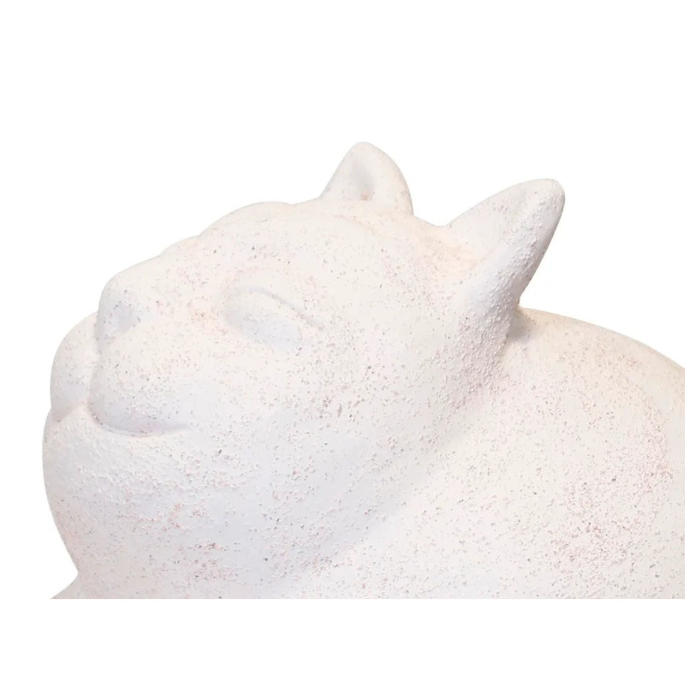 Natural White Terracotta Cat Figure 12"W x 7"H