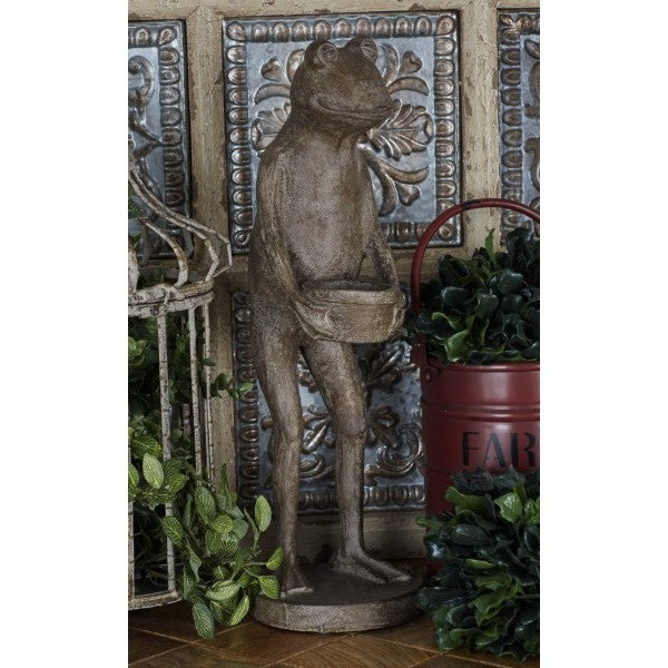 Frog Statue with Basket 6"W x 19"H