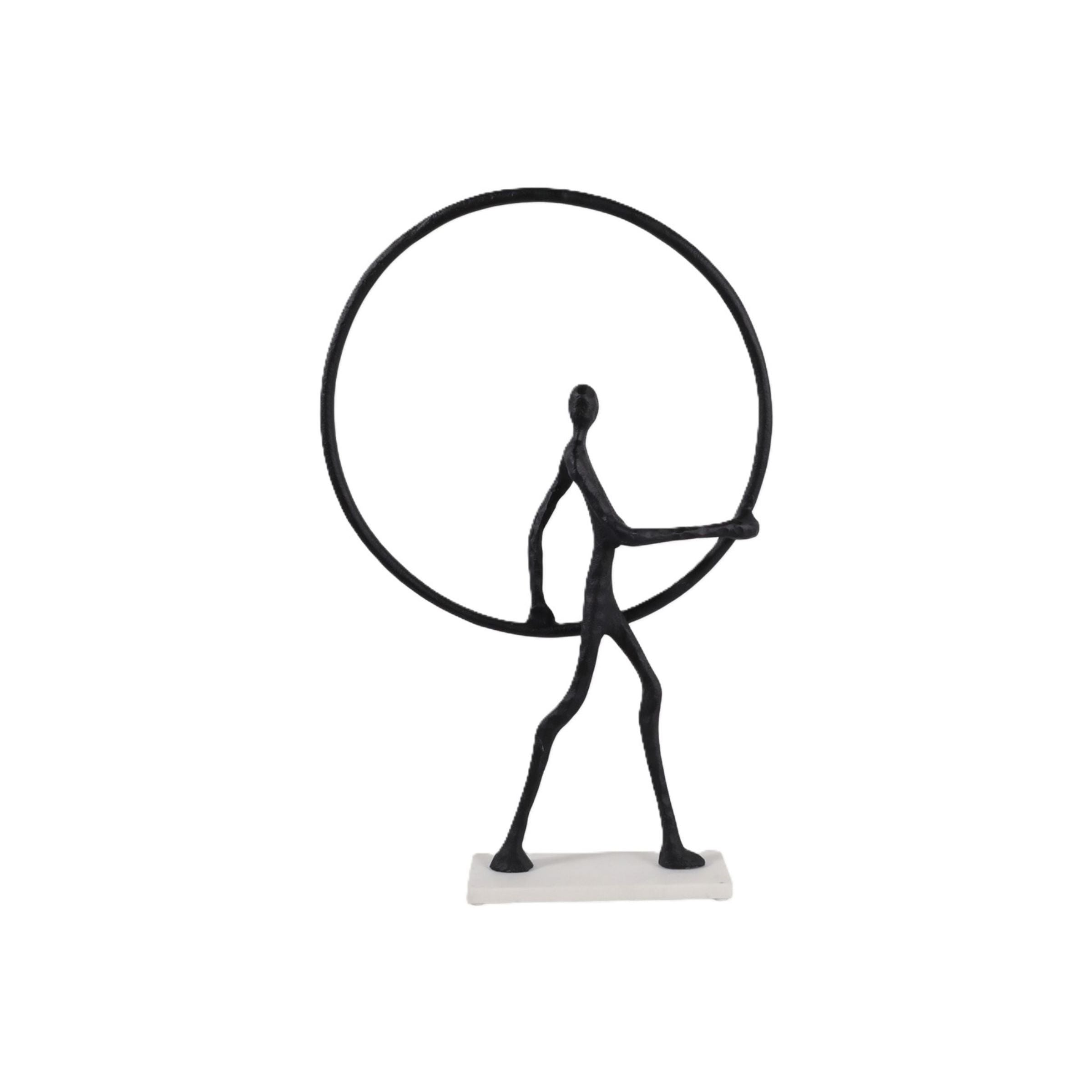 Man with Ring Black Metal Sculpture 17"W x 27"H