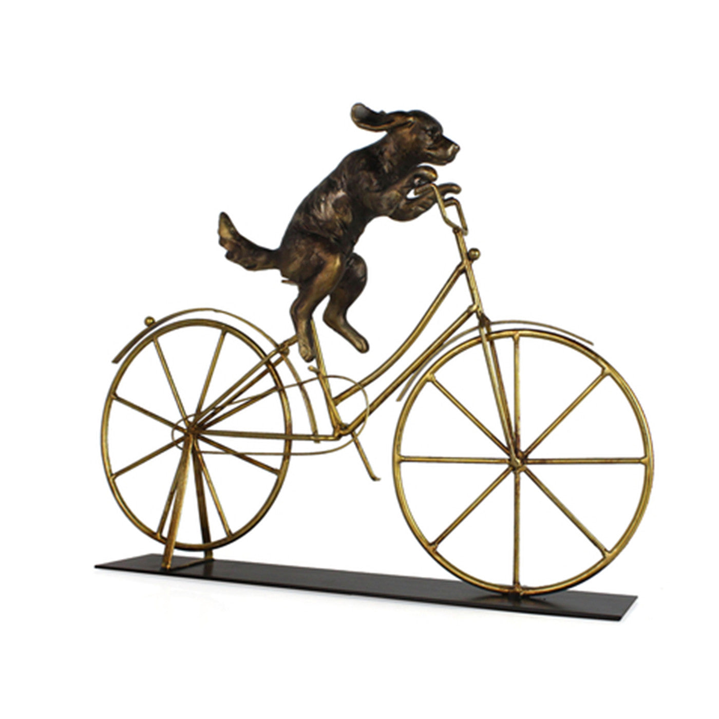 Dog On Bike Sculpture 17"W x 14"H
