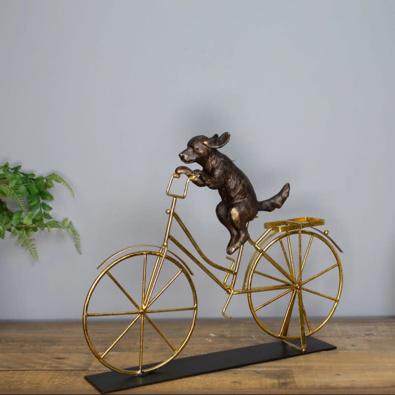 Dog On Bike Sculpture 17"W x 14"H