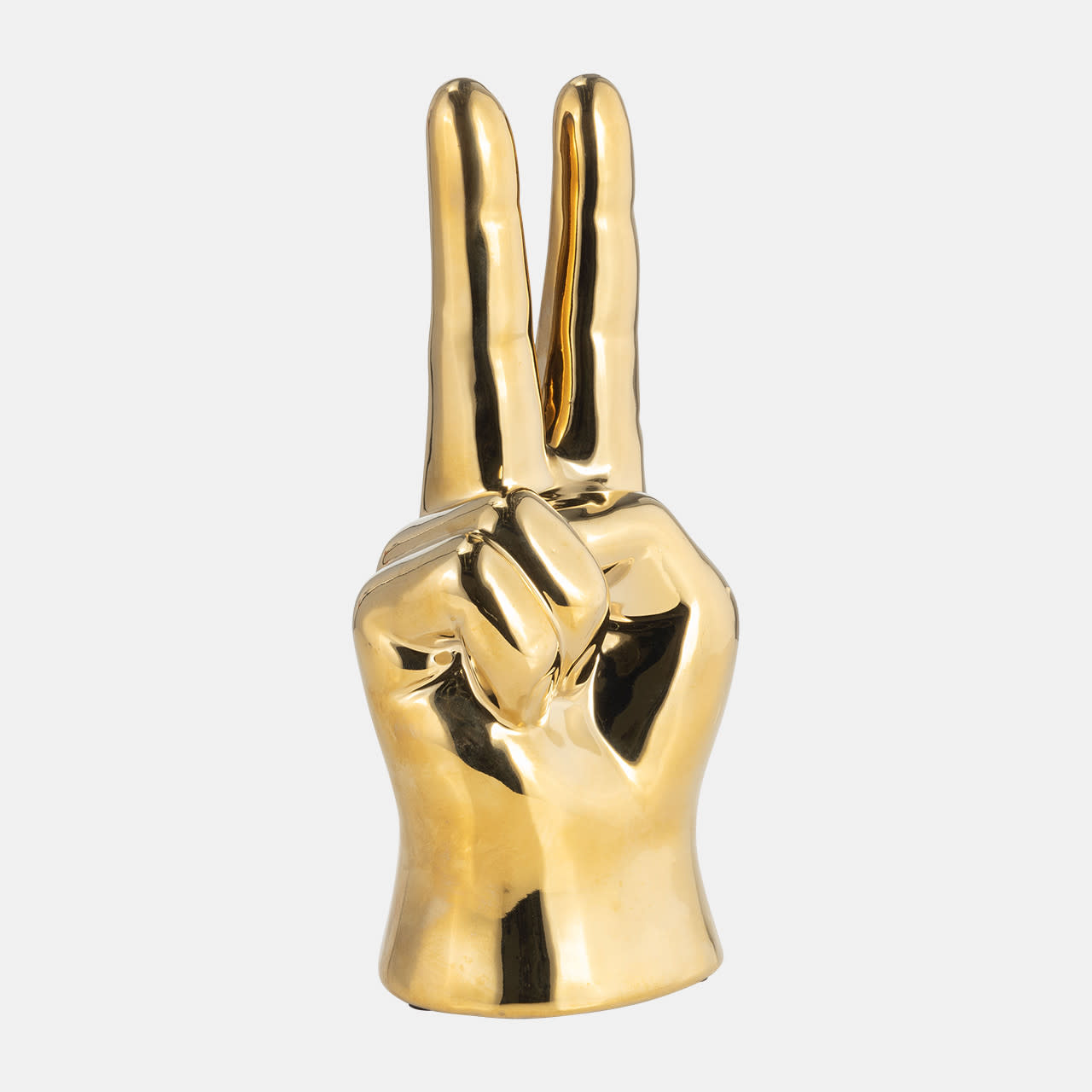 Gold Ceramic Hand Peace Sign 3"W x 8"H