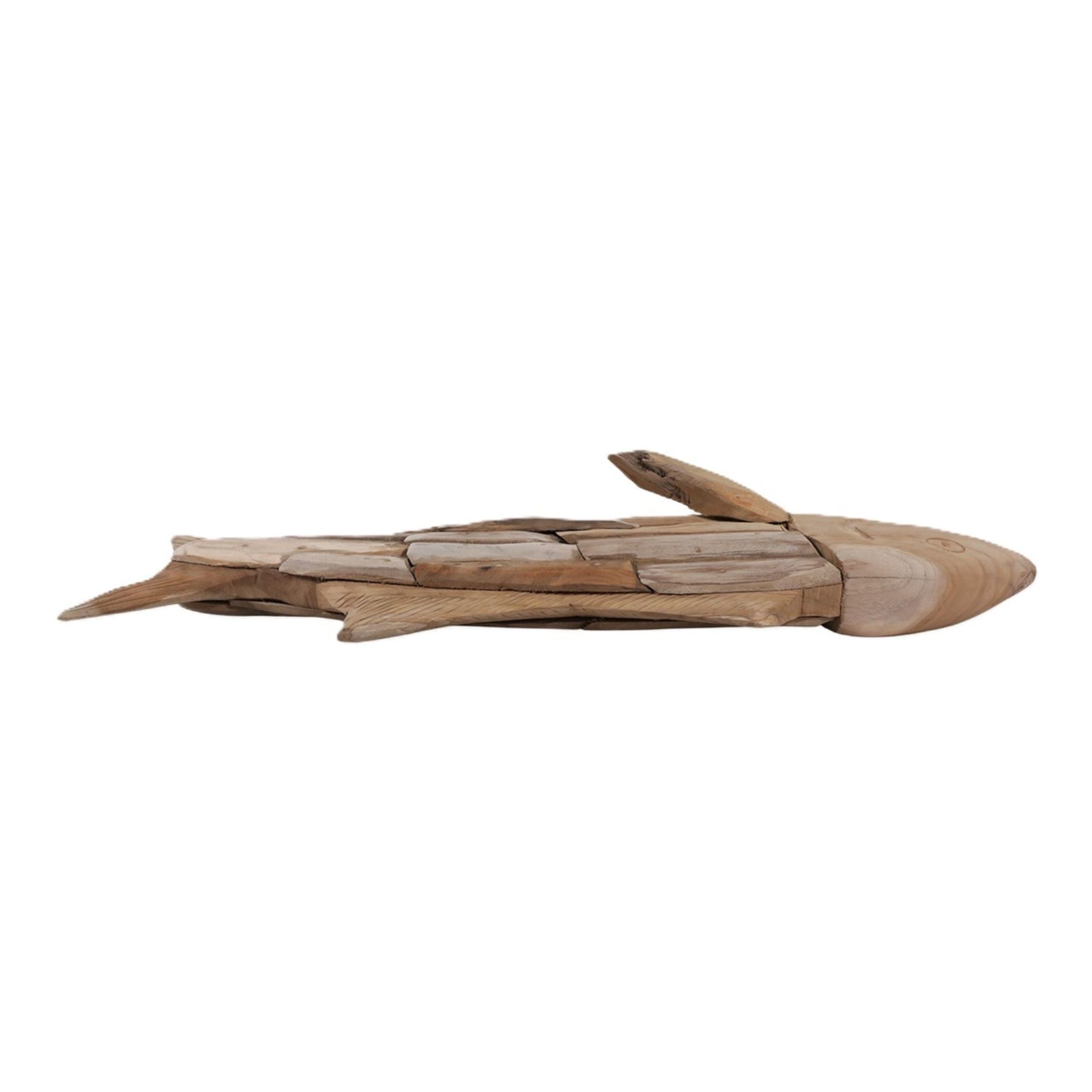 Teak Wood Fish Sculpture 32"W x 12"H