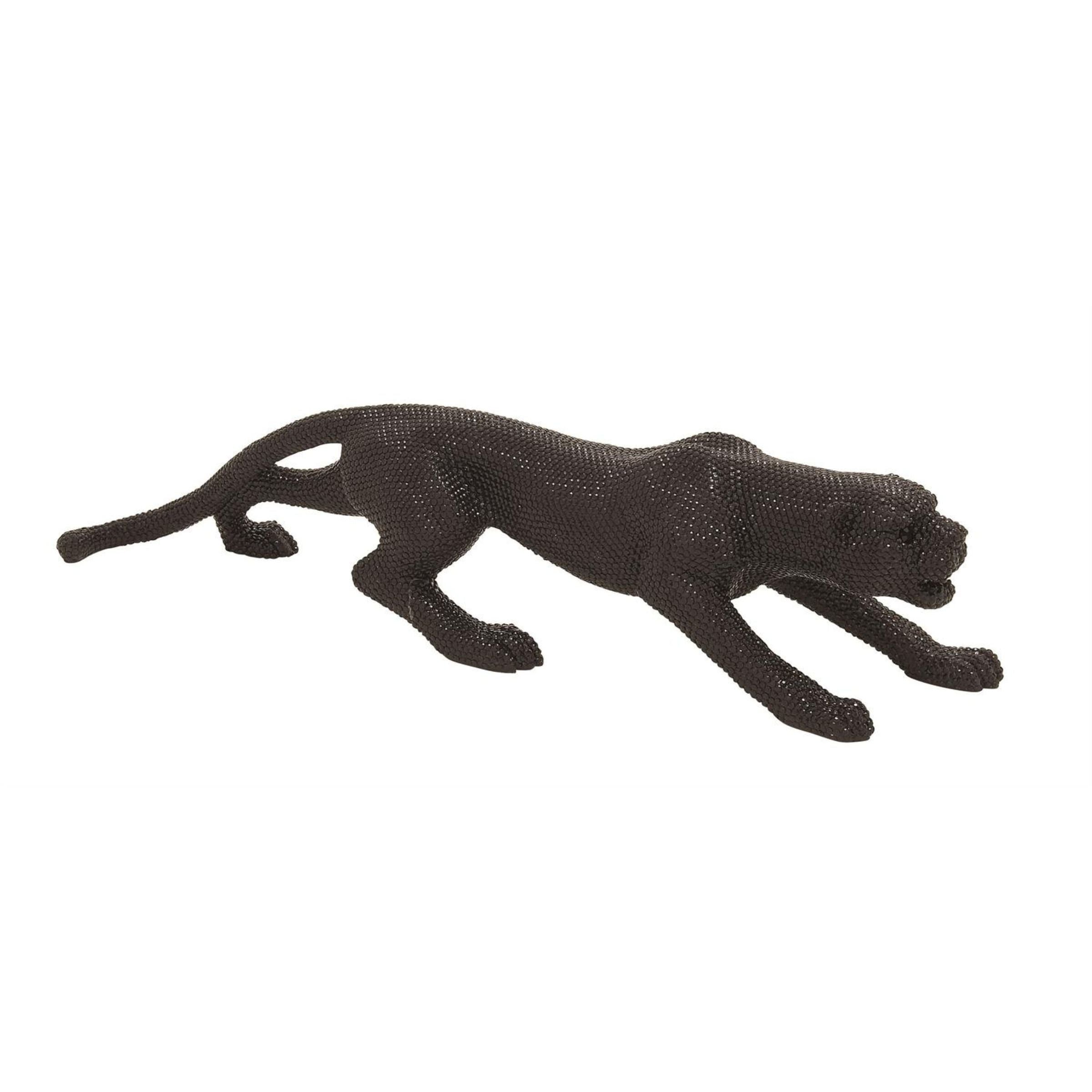 Black Bling Leopard Statue 42"W x 11"H