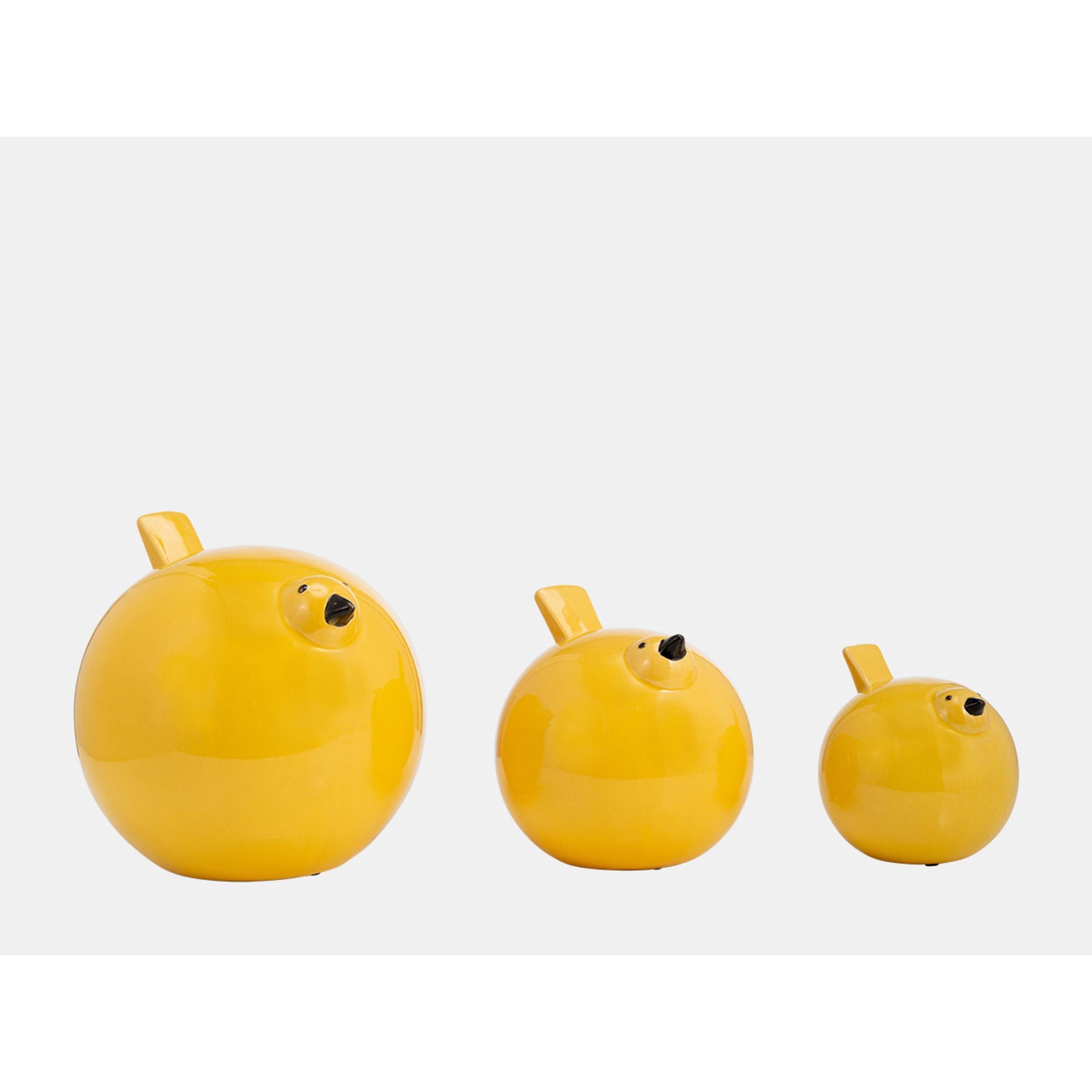 Set of 3 Yellow Ceramic Birds 8"W x 7.5"H