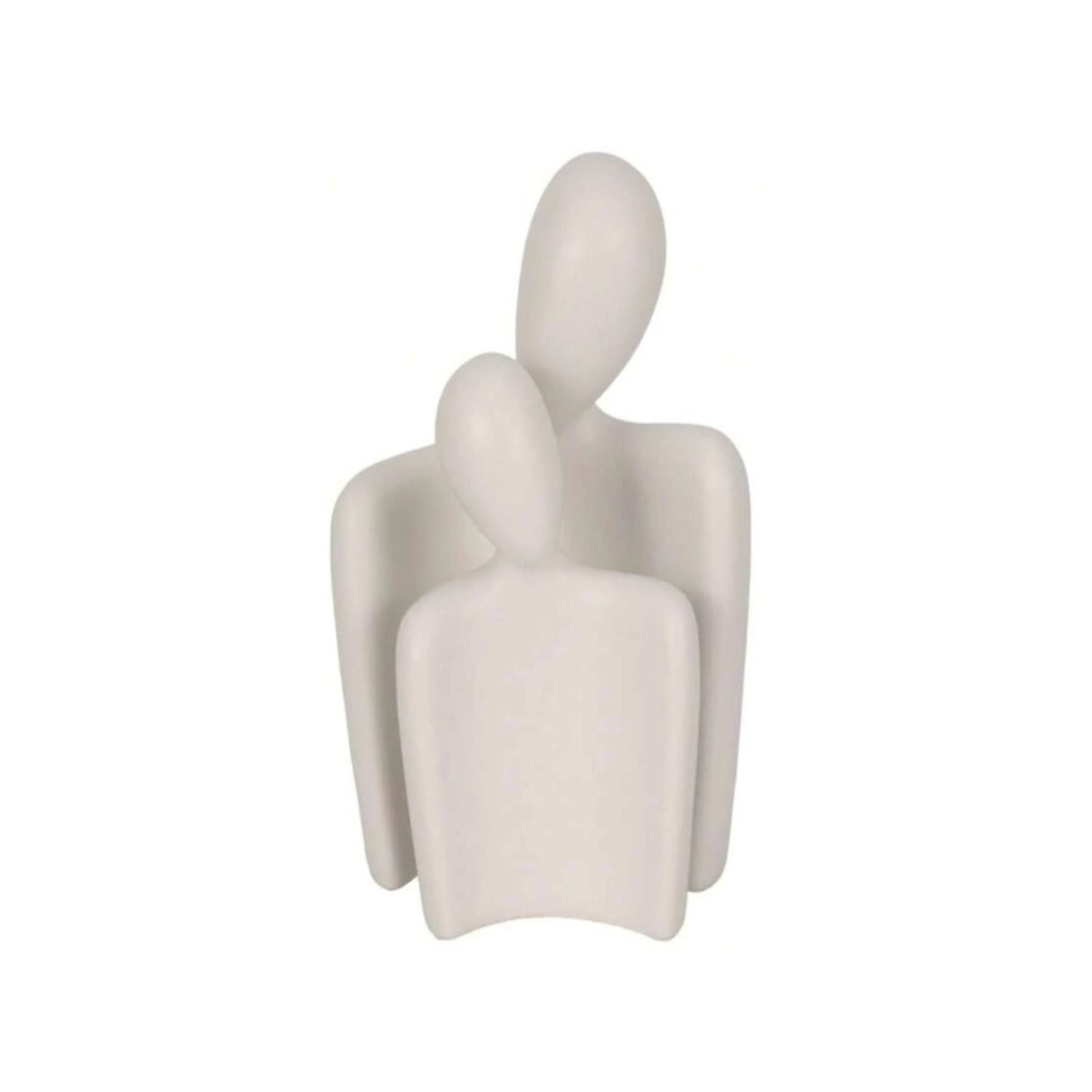 Set of 2 White Textured Abstract Figures Sculpture 8/10"H