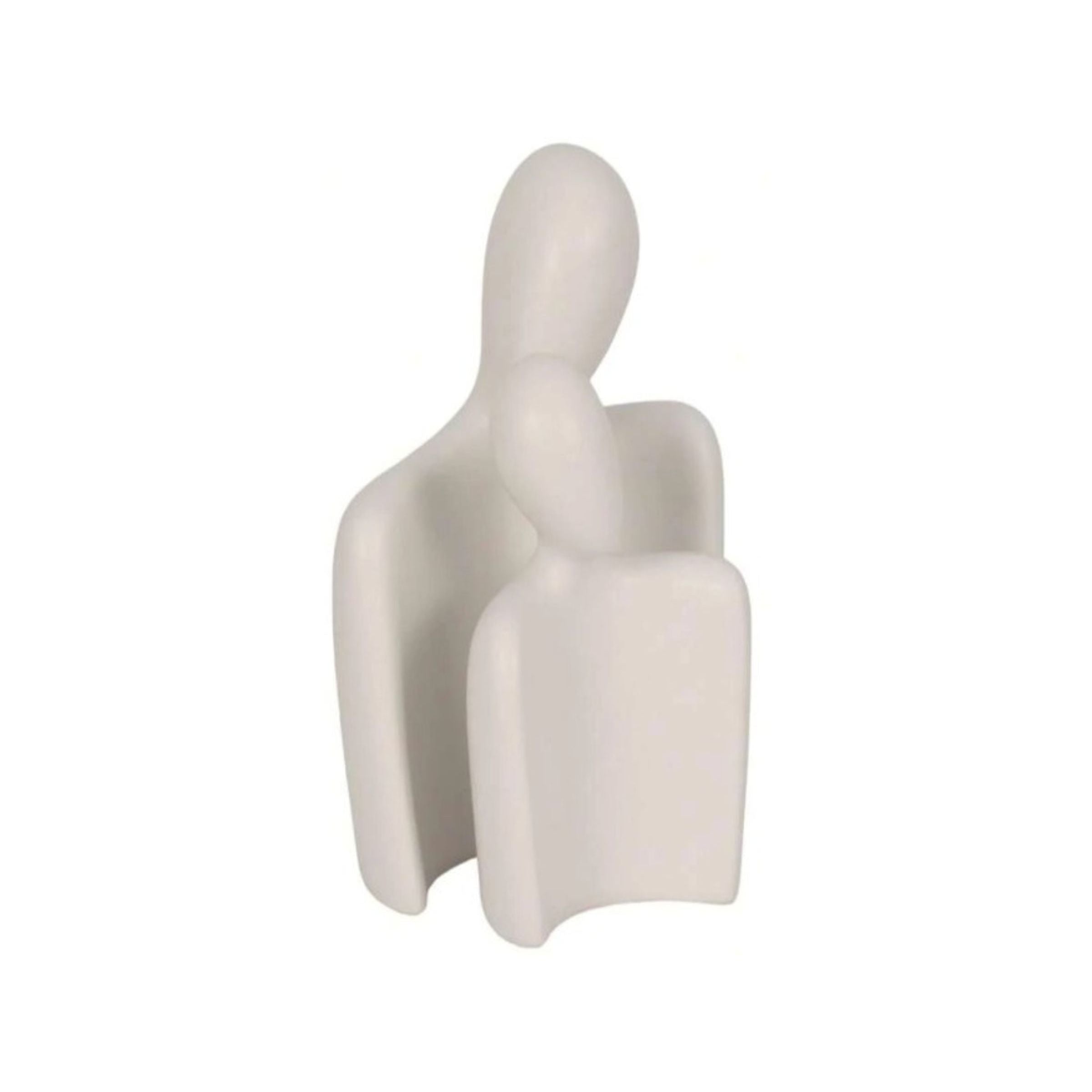 Set of 2 White Textured Abstract Figures Sculpture 8/10"H