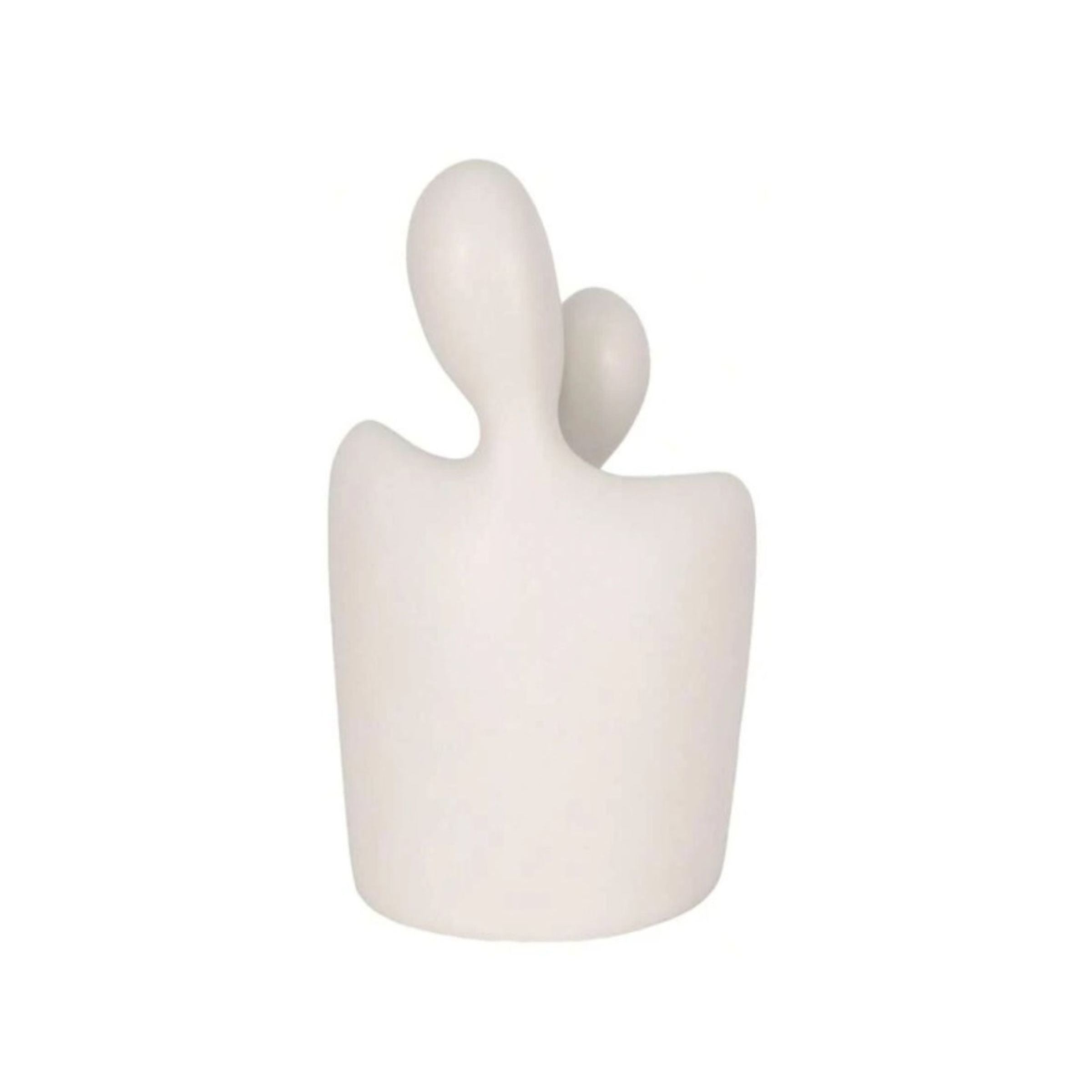 Set of 2 White Textured Abstract Figures Sculpture 8/10"H