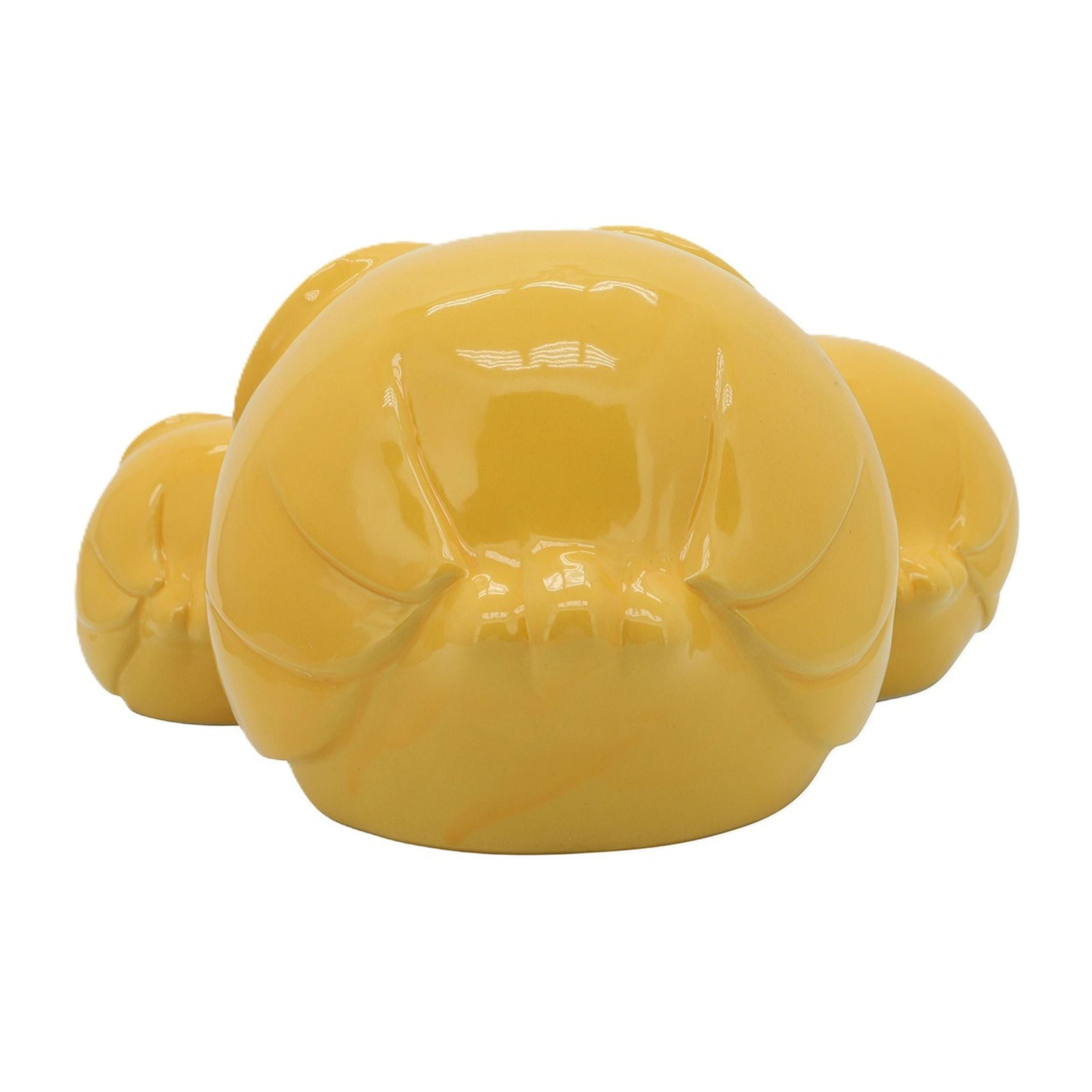 Set of 3 Yellow Ceramic Owl Statues 8"W x 8"H